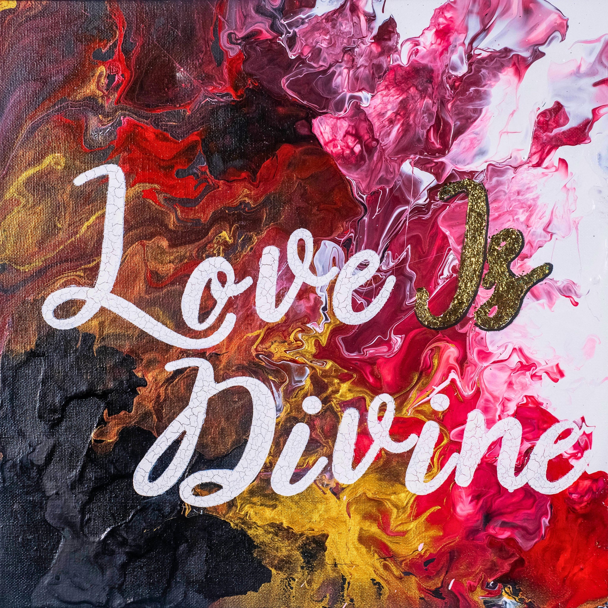 Love Is Divine Canvas Print – A3 Abstract Affirmation Wall Art