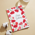 Poppy Frame Card – Happy Birthday Greeting Card with Watercolor Red Poppies