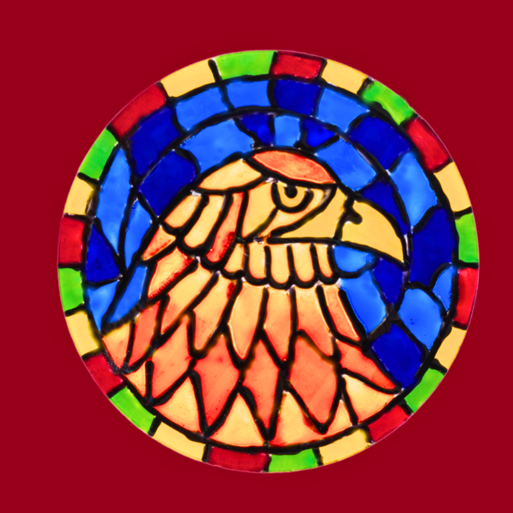 Stained Glass Eagle Portrait Mug – Bold Wildlife Mosaic Ceramic Coffee Mug