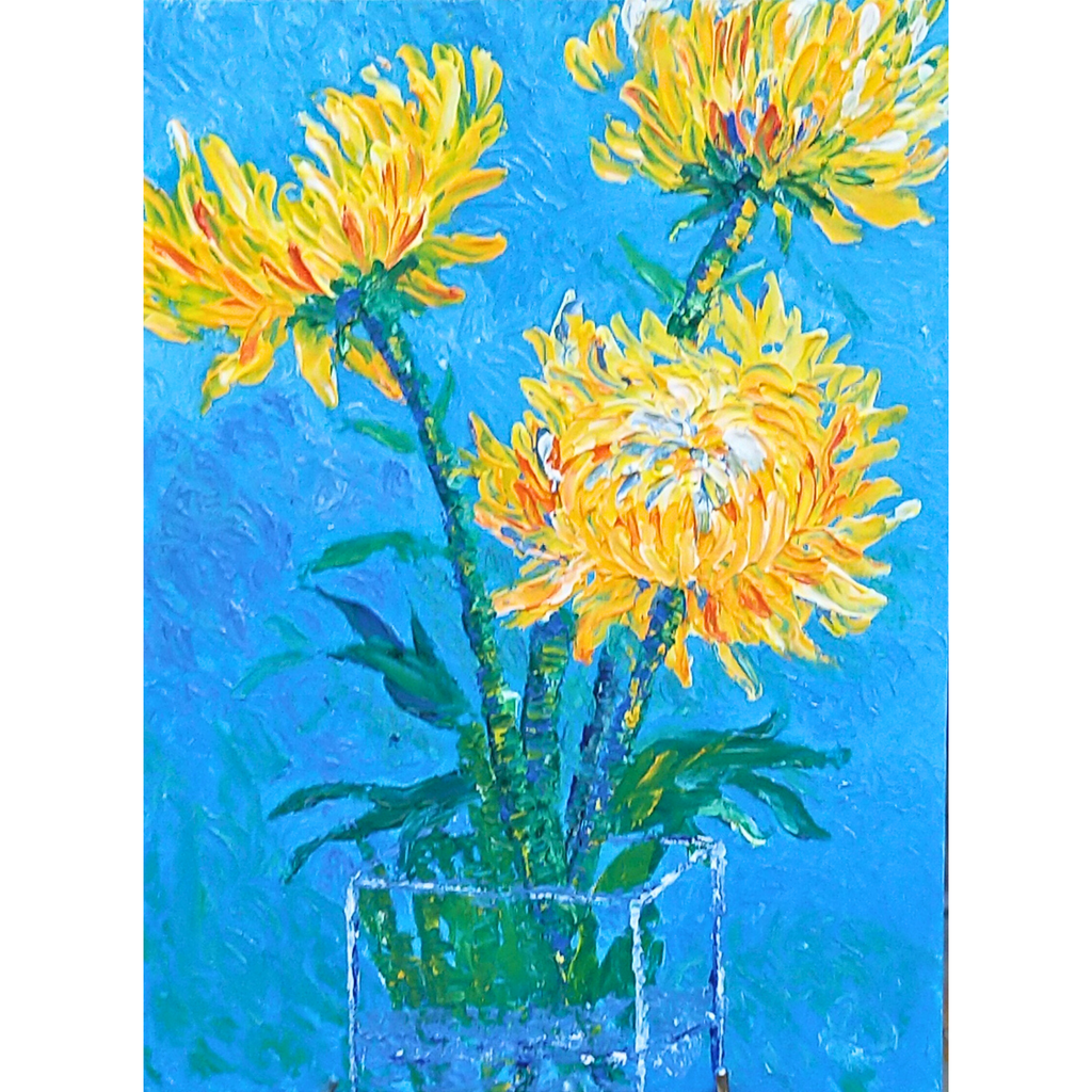 Golden Chrysanthemums Canvas Print – A3 Vibrant Floral Wall Art