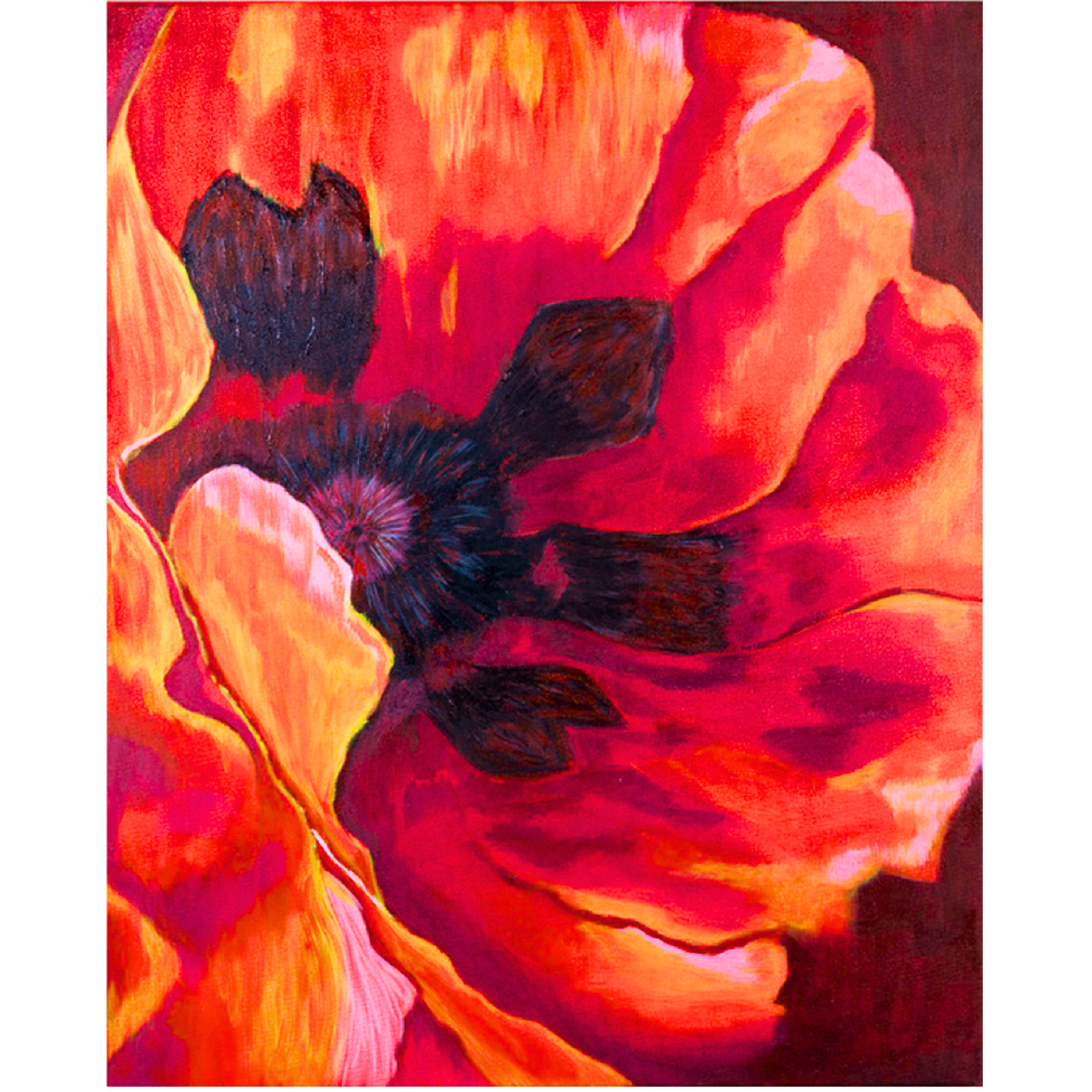 Fiery Poppy Canvas Print – A3 Bold Red Floral Wall Art