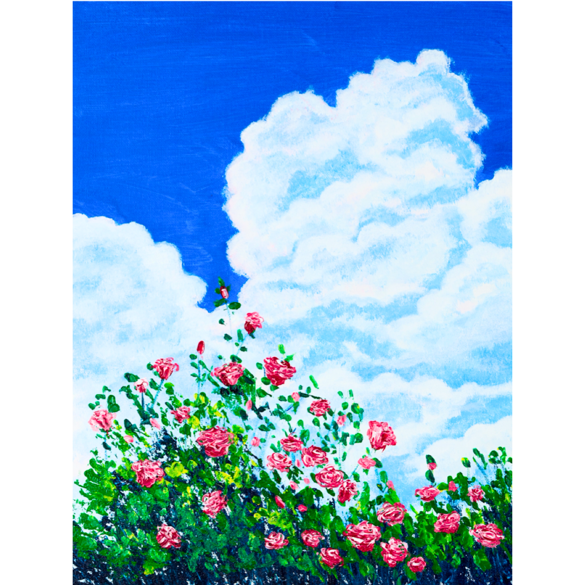 Skyward Roses Canvas Print – A3 Pink Floral Wall Art