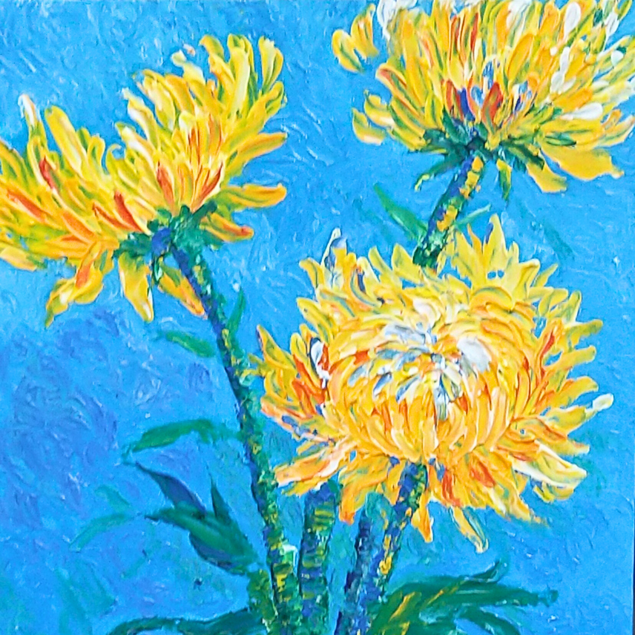 Golden Chrysanthemums Canvas Print – A3 Vibrant Floral Wall Art