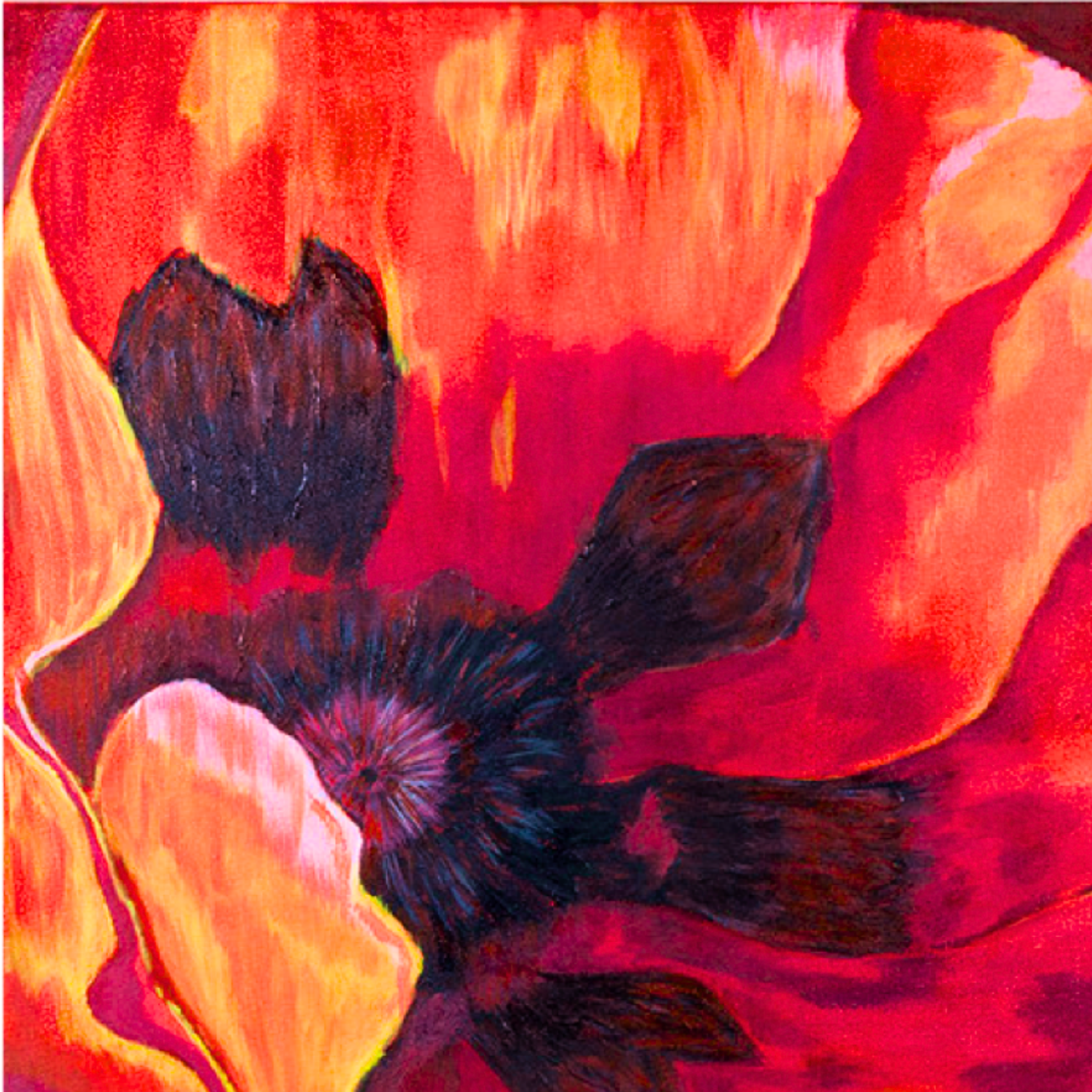 Fiery Poppy Canvas Print – A3 Bold Red Floral Wall Art