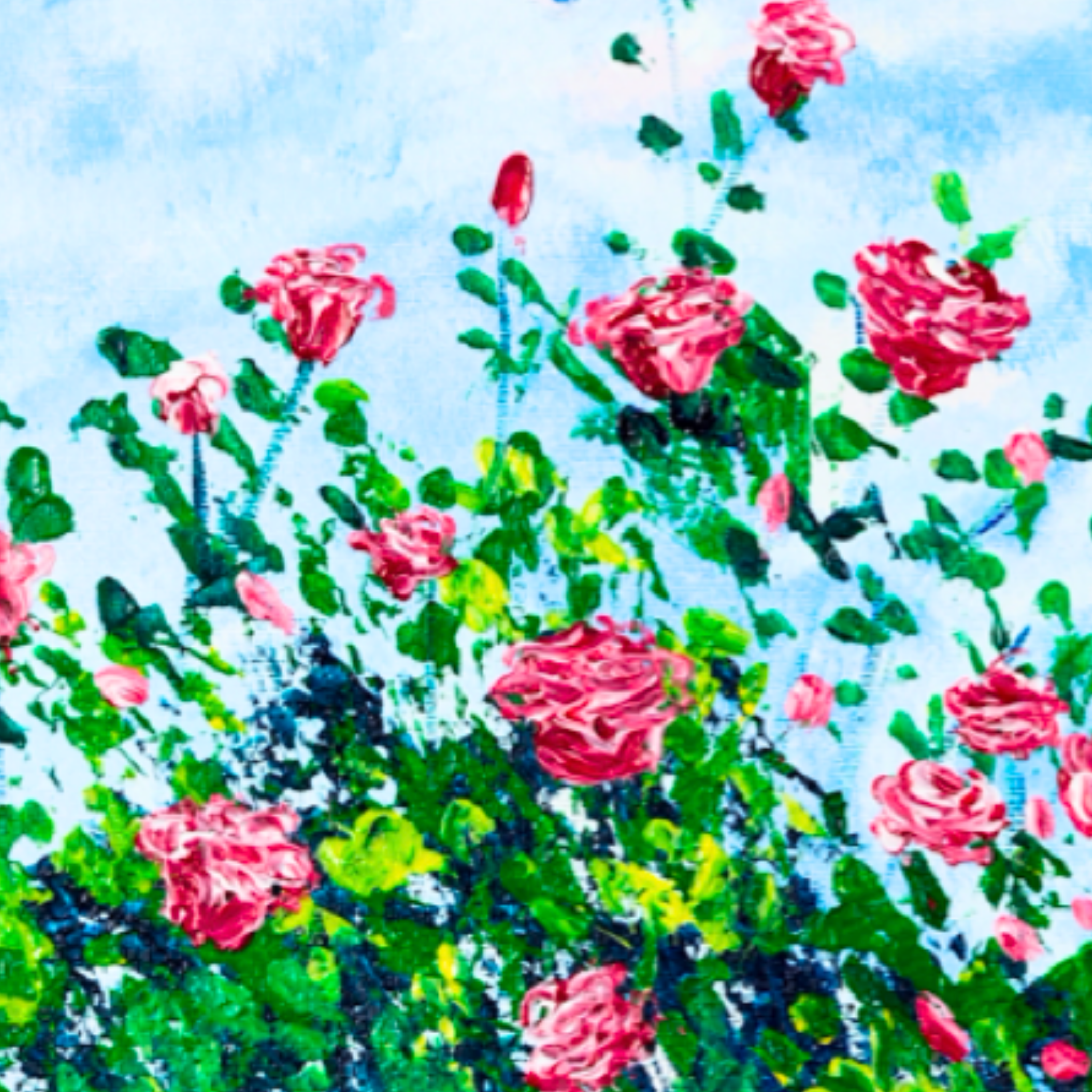 Skyward Roses Canvas Print – A3 Pink Floral Wall Art