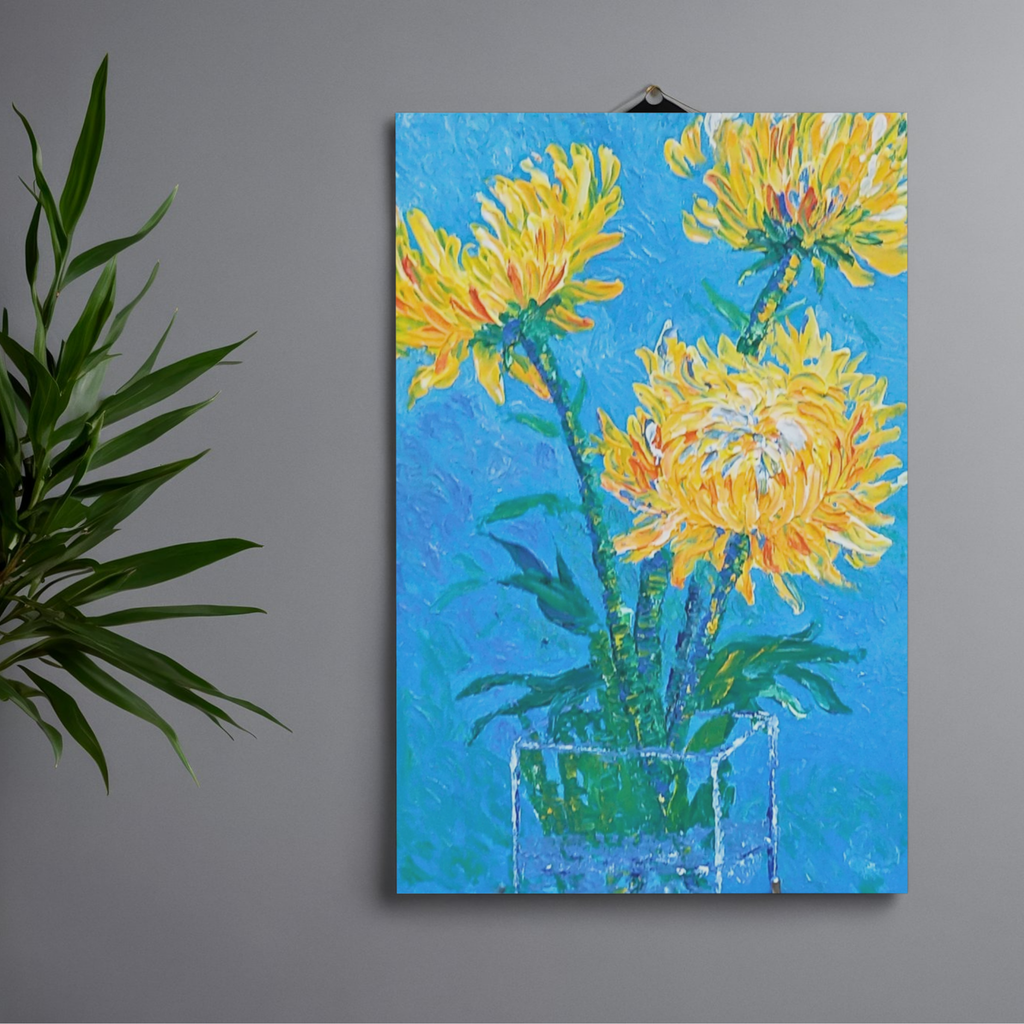 Golden Chrysanthemums Canvas Print – A3 Vibrant Floral Wall Art