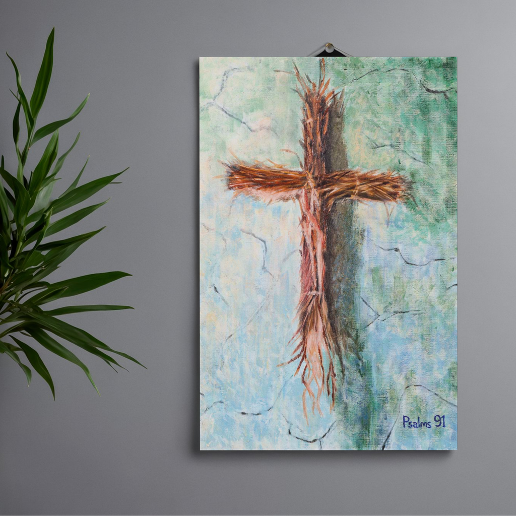 Rooted Cross Psalms 91 Canvas Print – A3 Spiritual Wall Art