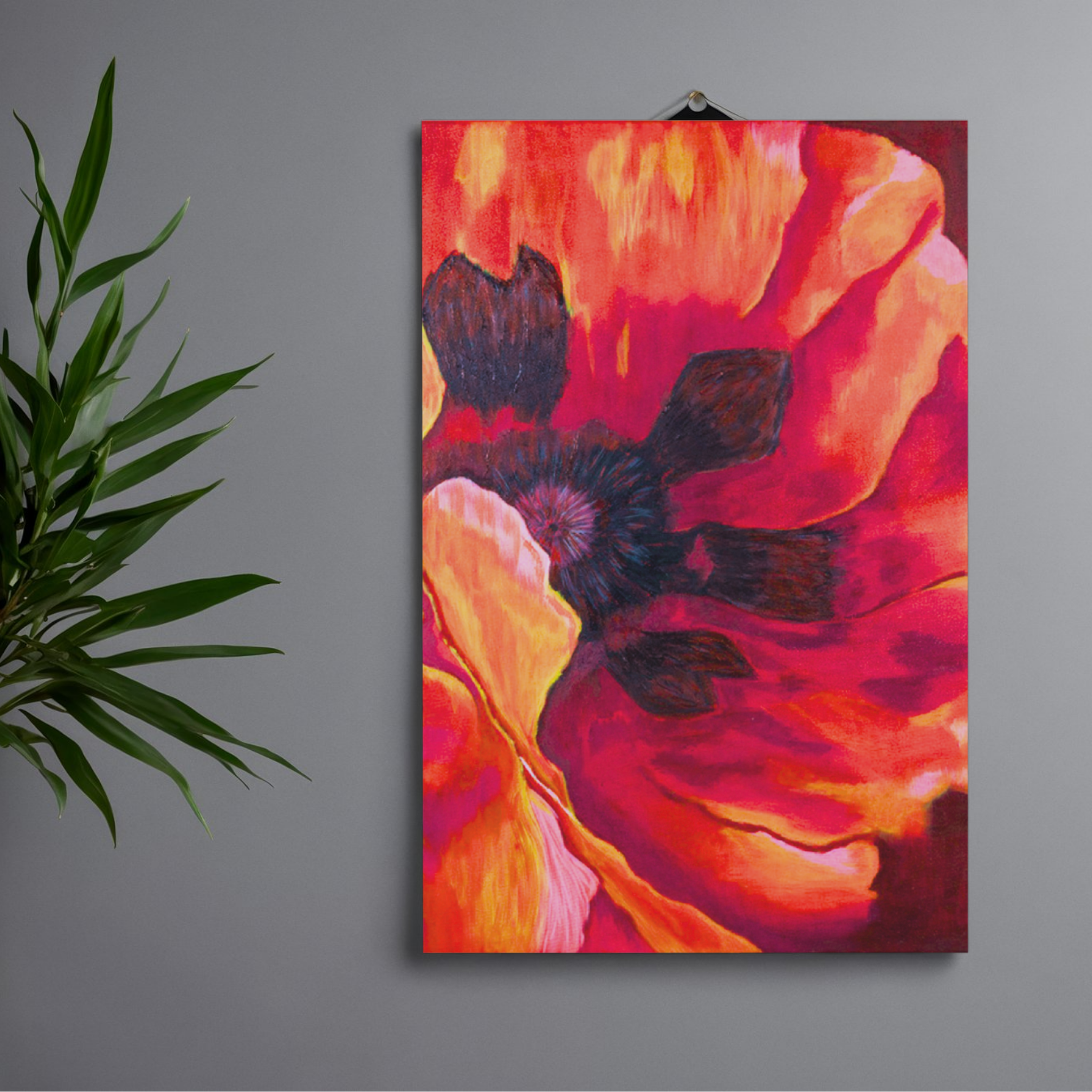 Fiery Poppy Canvas Print – A3 Bold Red Floral Wall Art