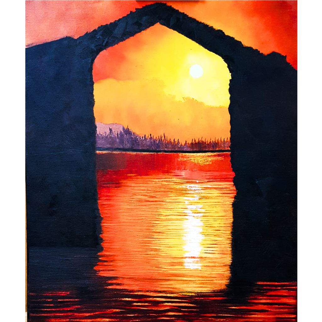 Sunset Arch Canvas Print – A3 Dramatic Coastal Landscape Wall Art
