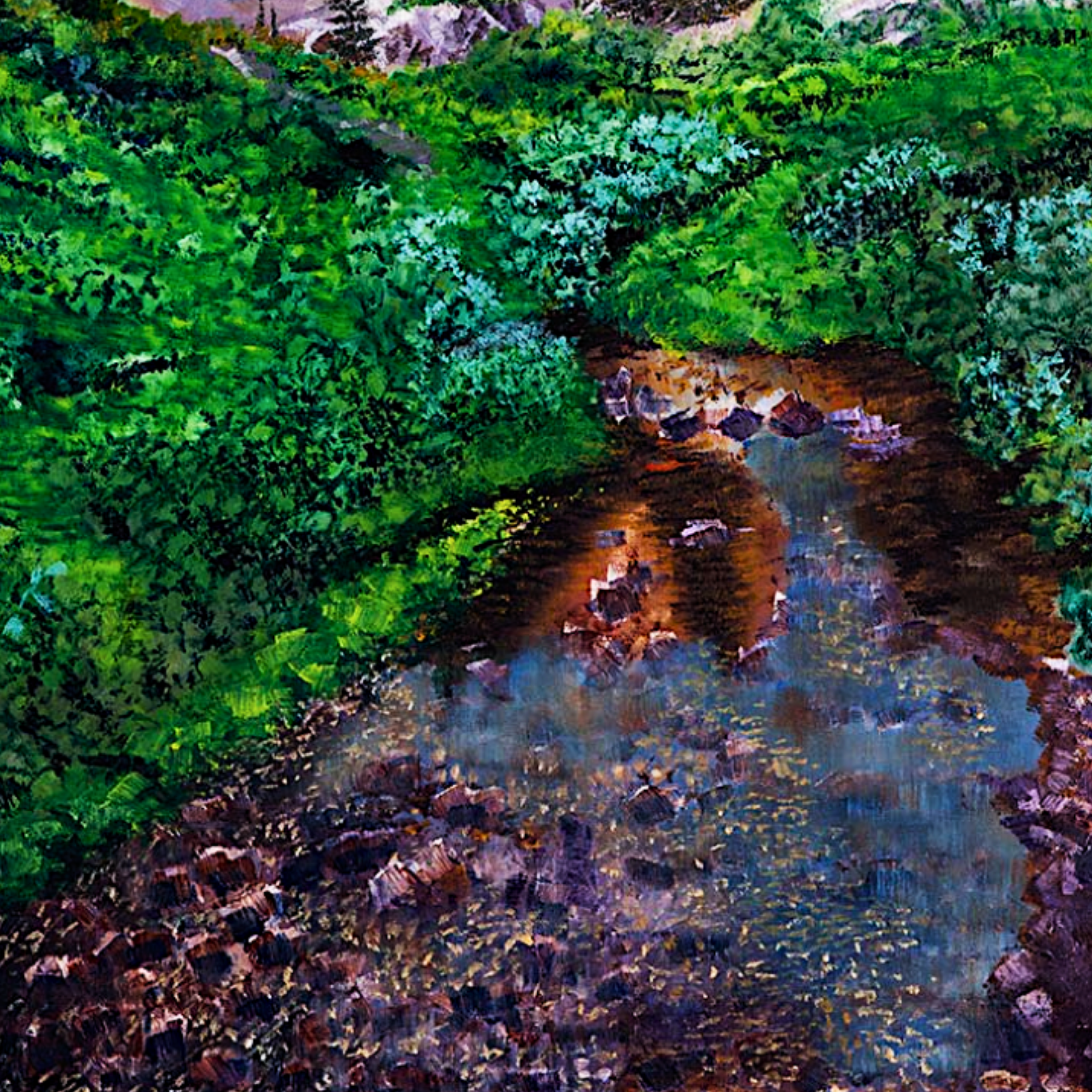 Mountain Stream Canvas Print – A3 Scenic Landscape Wall Art