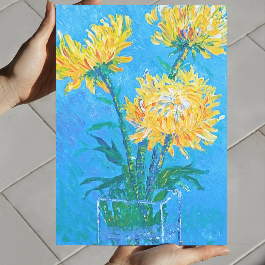 Golden Chrysanthemums Canvas Print – A3 Vibrant Floral Wall Art