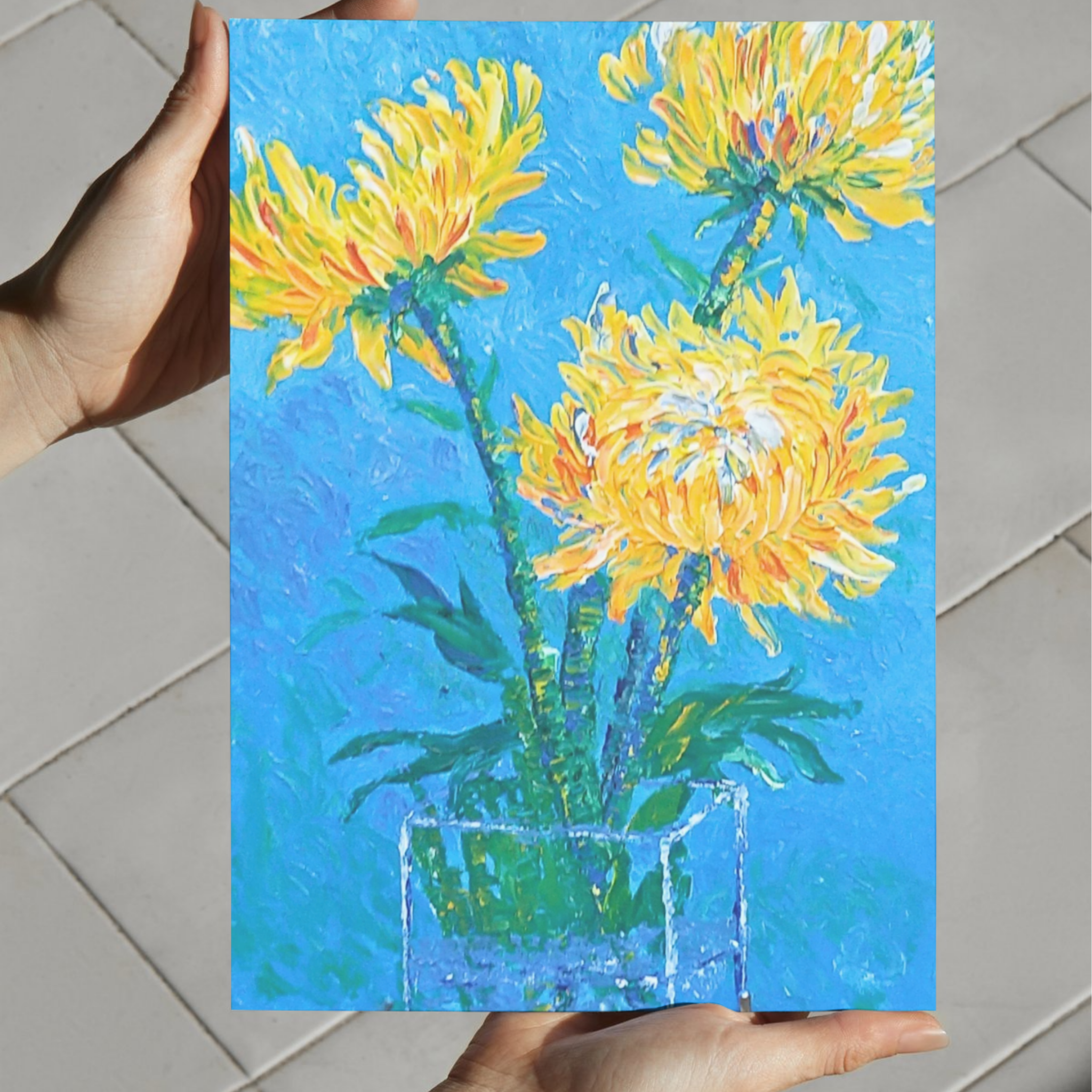 Golden Chrysanthemums Canvas Print – A3 Vibrant Floral Wall Art