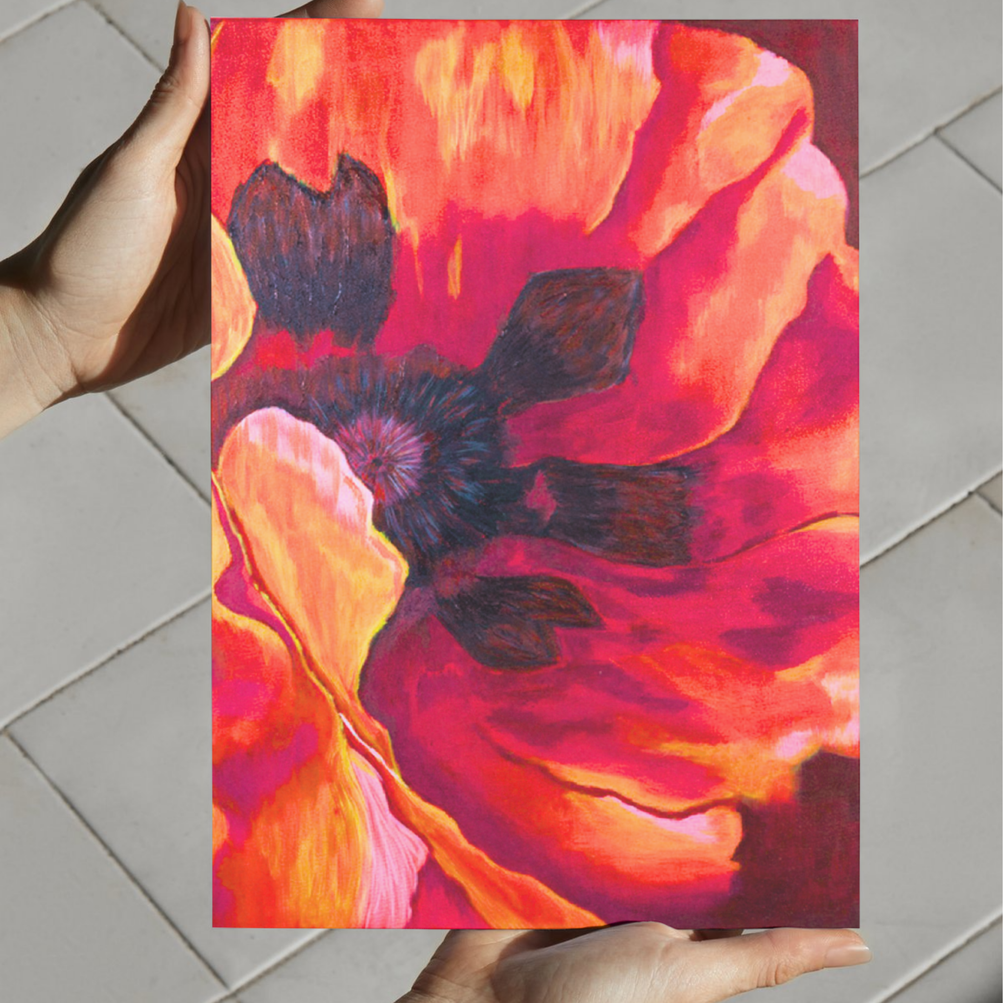 Fiery Poppy Canvas Print – A3 Bold Red Floral Wall Art