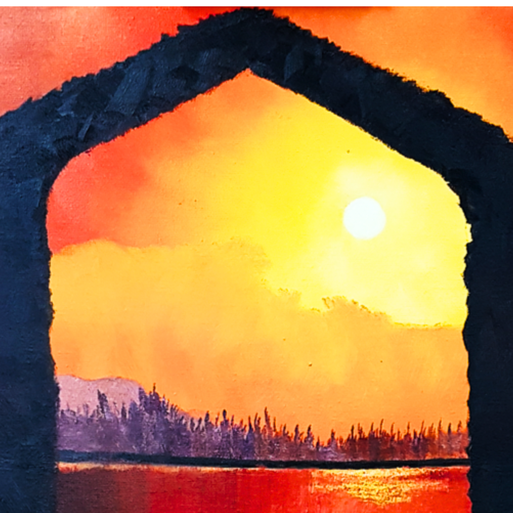 Sunset Arch Canvas Print – A3 Dramatic Coastal Landscape Wall Art