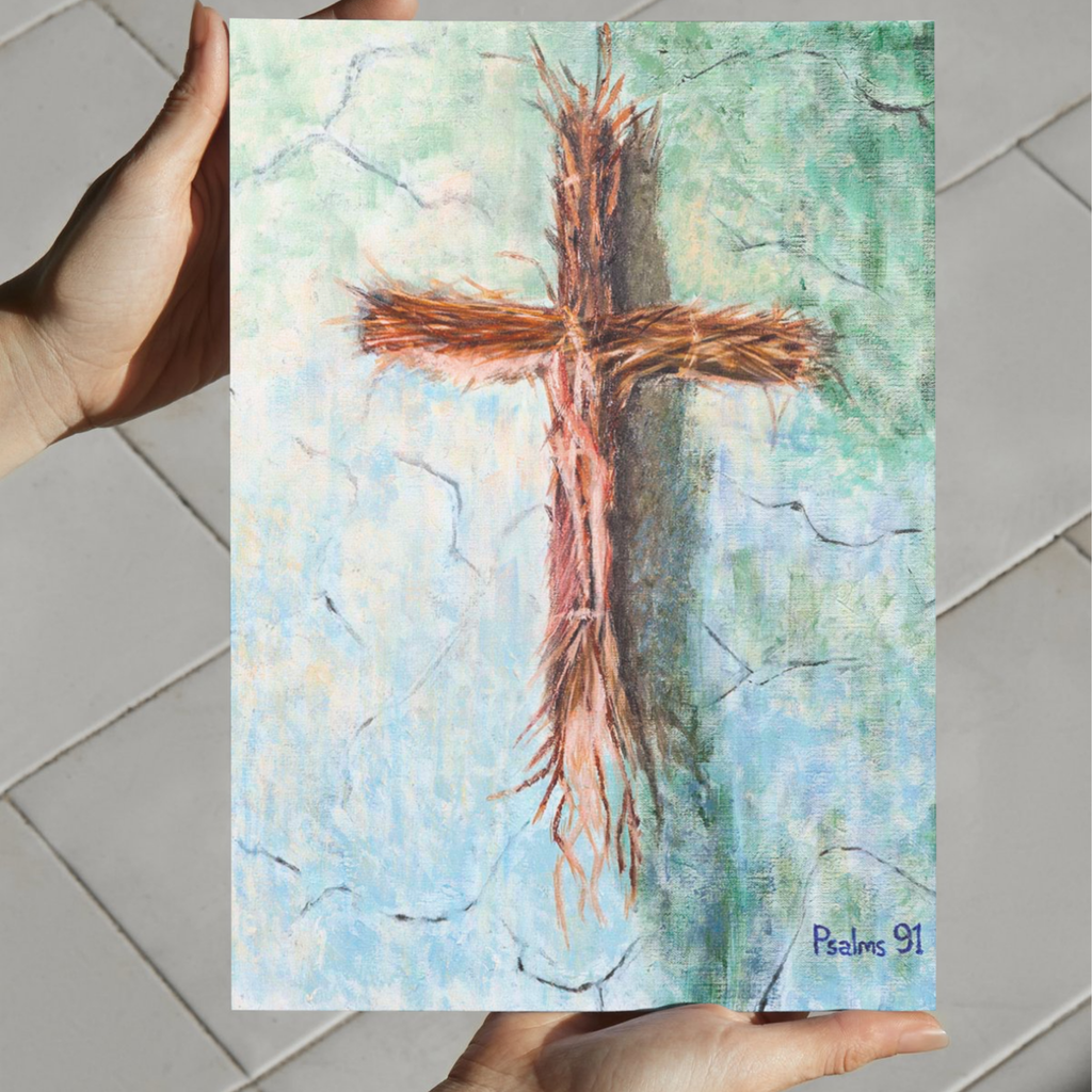 Rooted Cross Psalms 91 Canvas Print – A3 Spiritual Wall Art