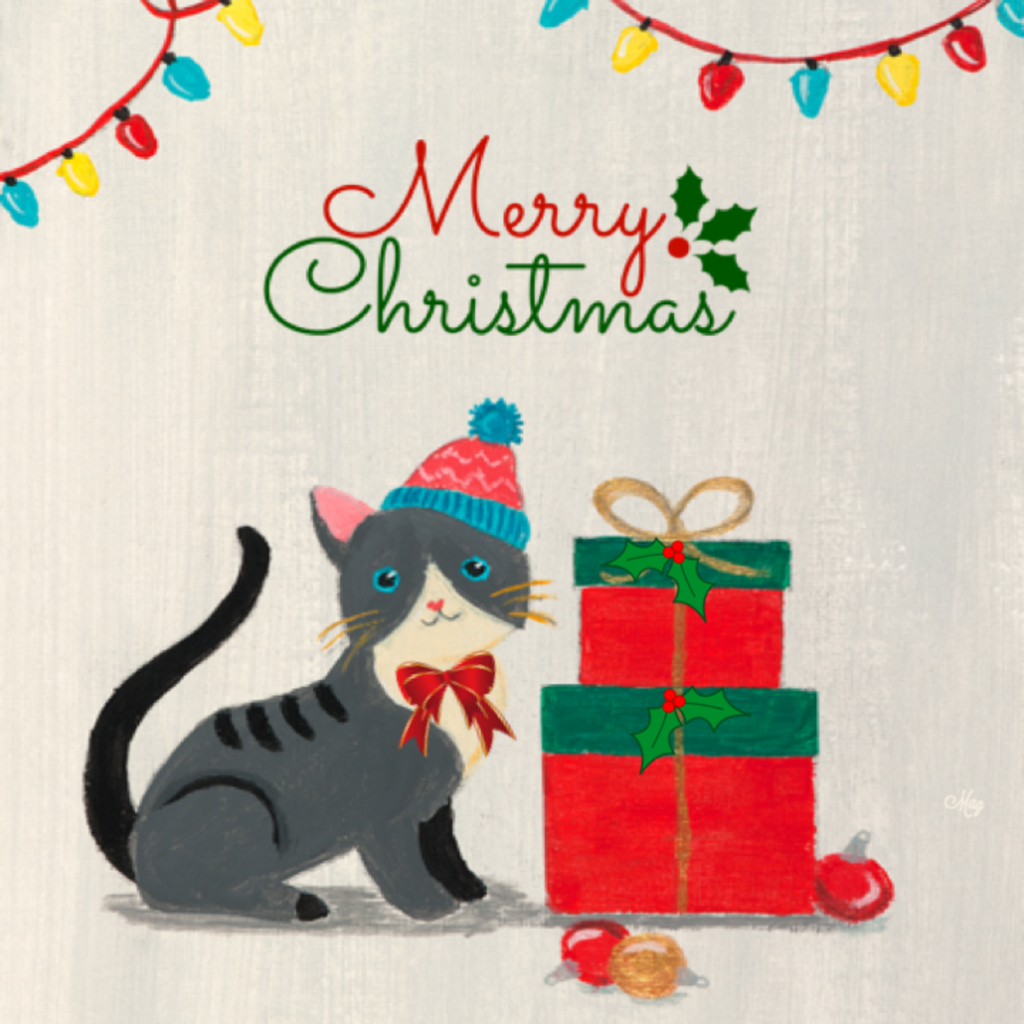 Kitten in Bobble Hat Mug – Merry Christmas Cat Ceramic Coffee Mug
