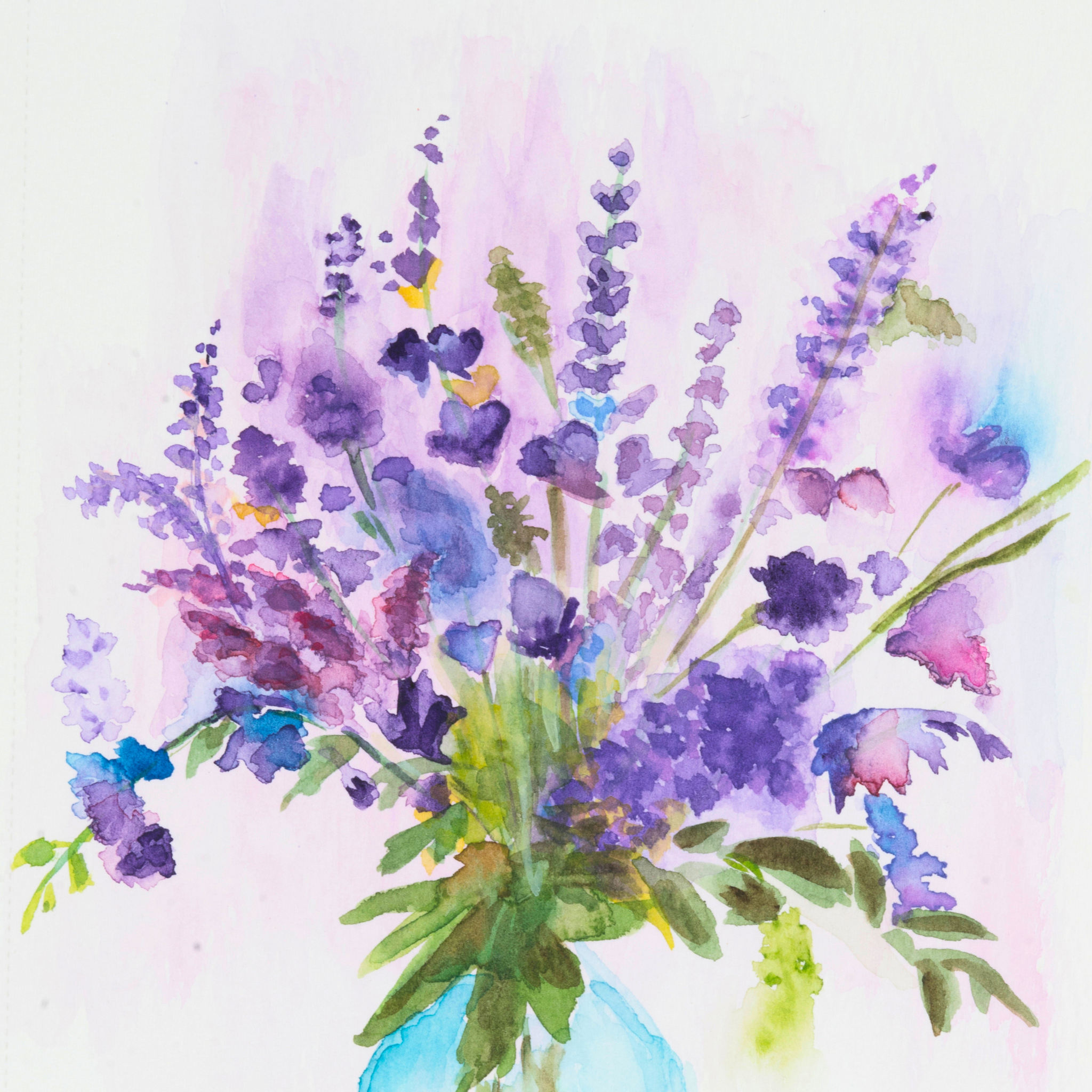 Blue Jar Bouquet Mug – Purple & Pink Flowers Ceramic Coffee Mug