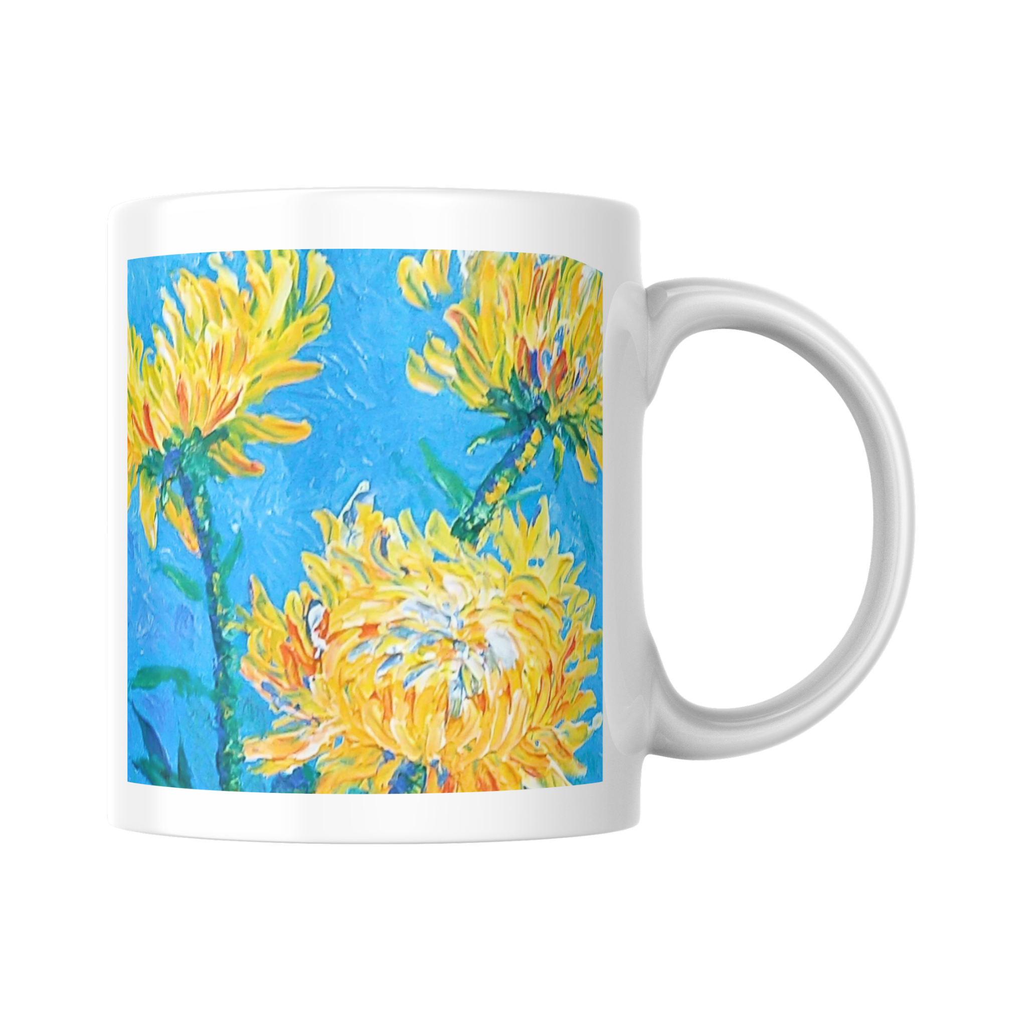 Golden Chrysanthemums Mug – Amber Floral Ceramic Coffee Mug