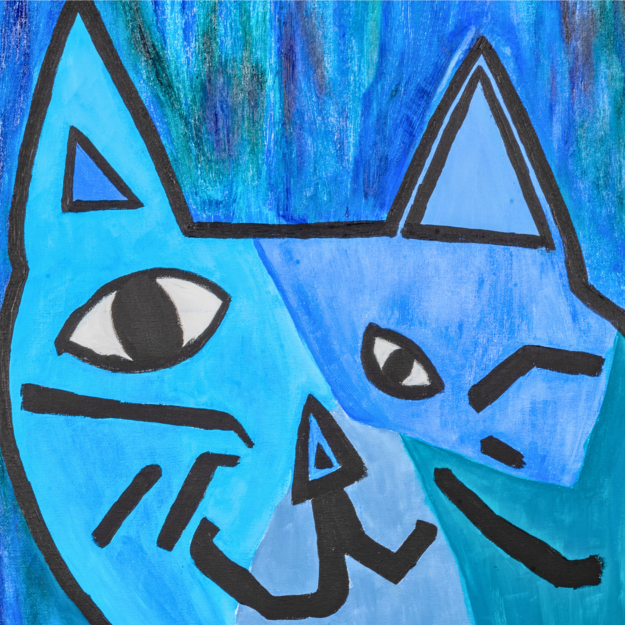 Picasso-Inspired Blue Cat Mug – Bold Abstract Cat Ceramic Coffee Mug