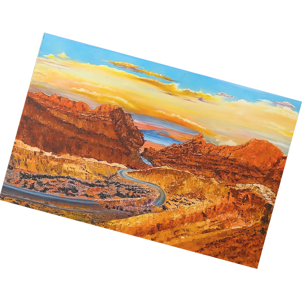 Sunset Canyon Landscape Card – Acrylic Painting Design