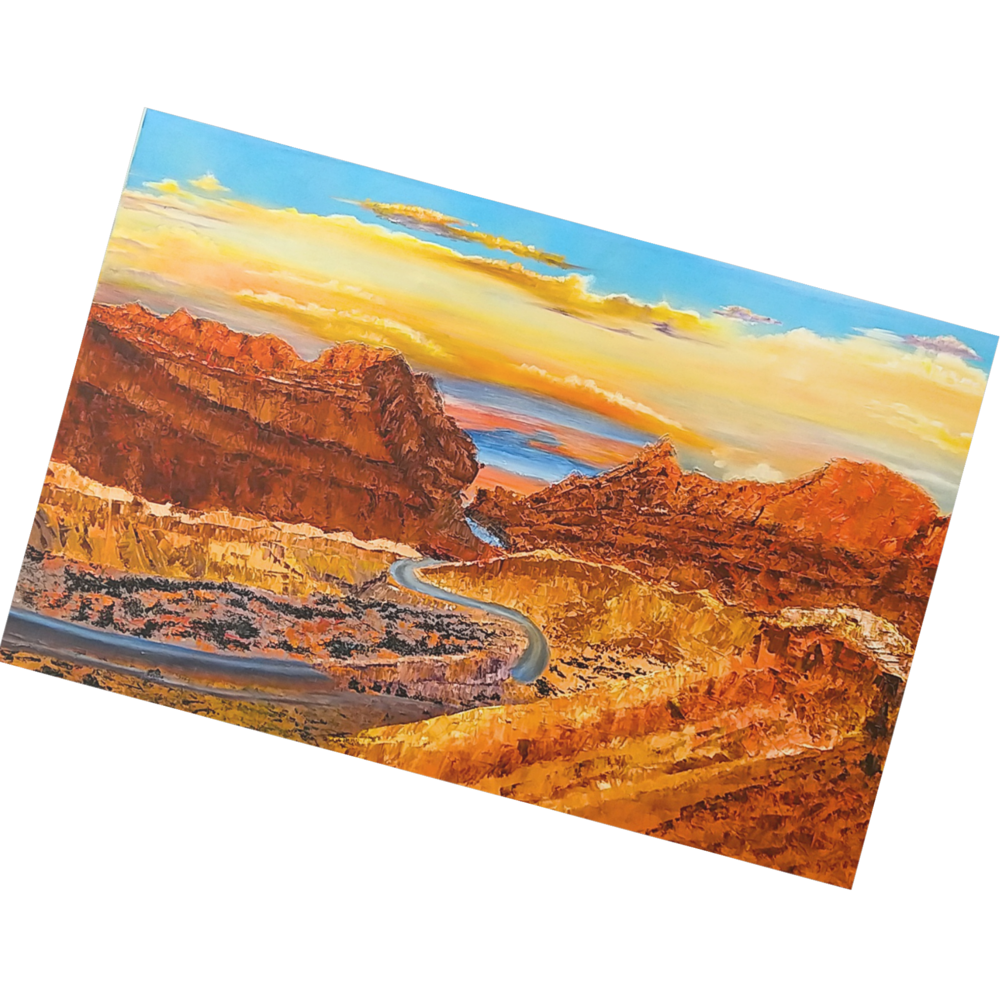 Sunset Canyon Landscape Card – Acrylic Painting Design