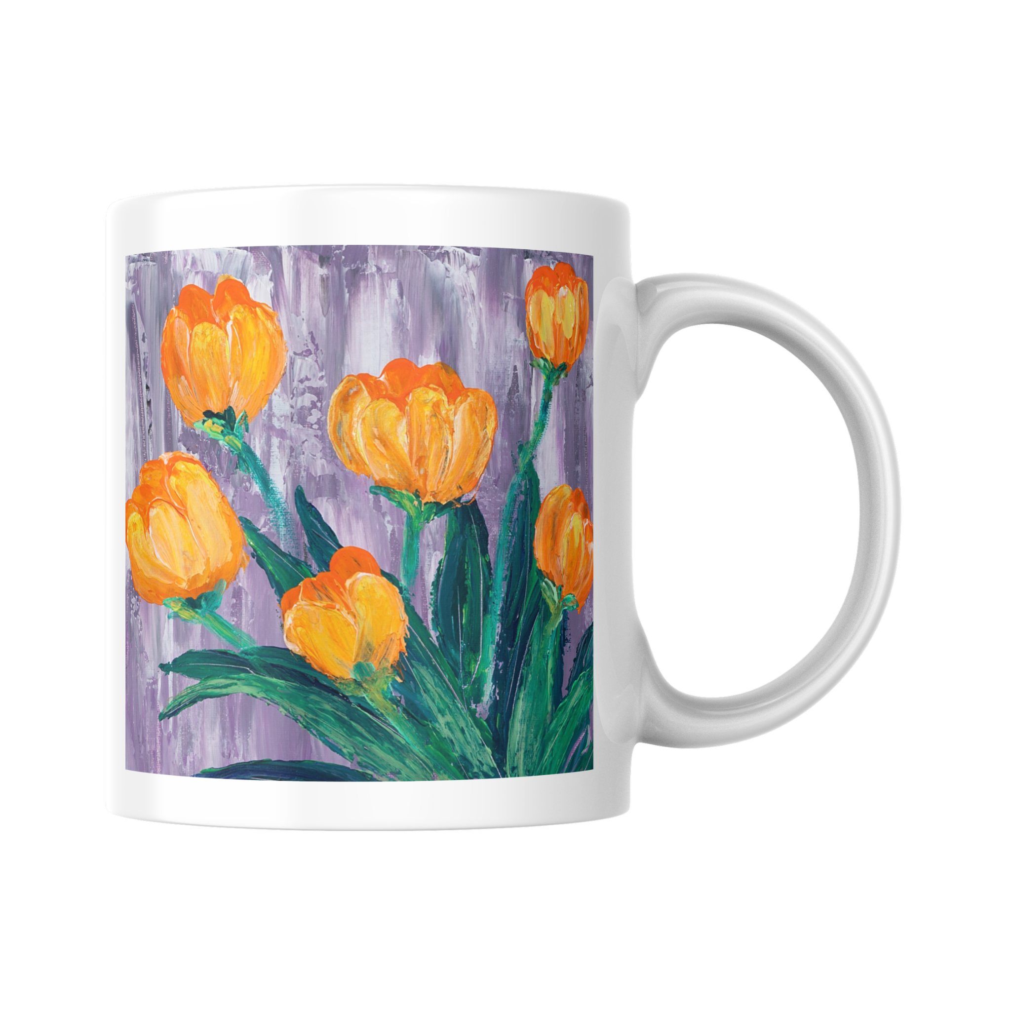 Orange Tulips Mug – Impasto Floral Ceramic Coffee Mug