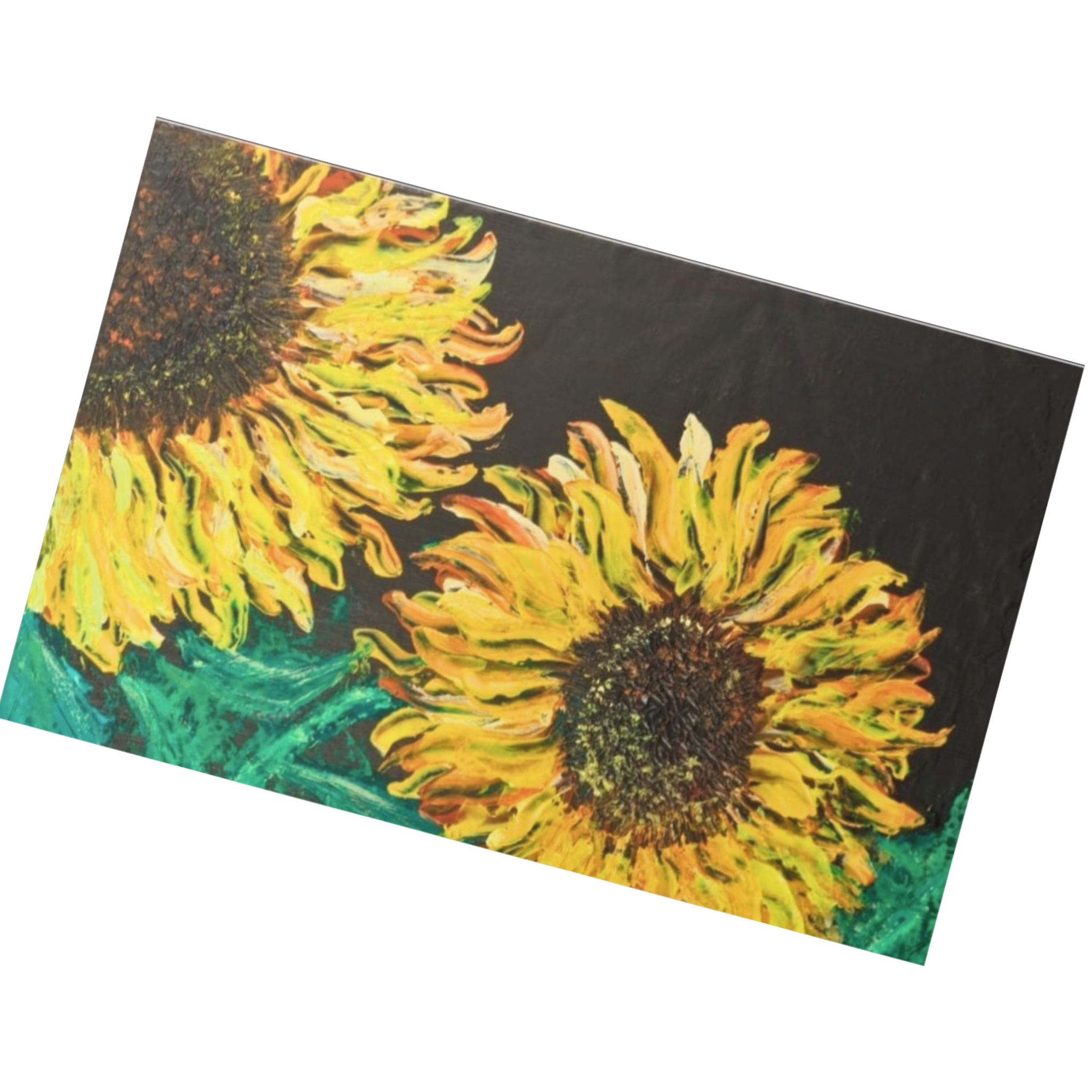 Sunflowers in the Dark — Original Acrylic Painting Card | Bold Floral Art Gift
