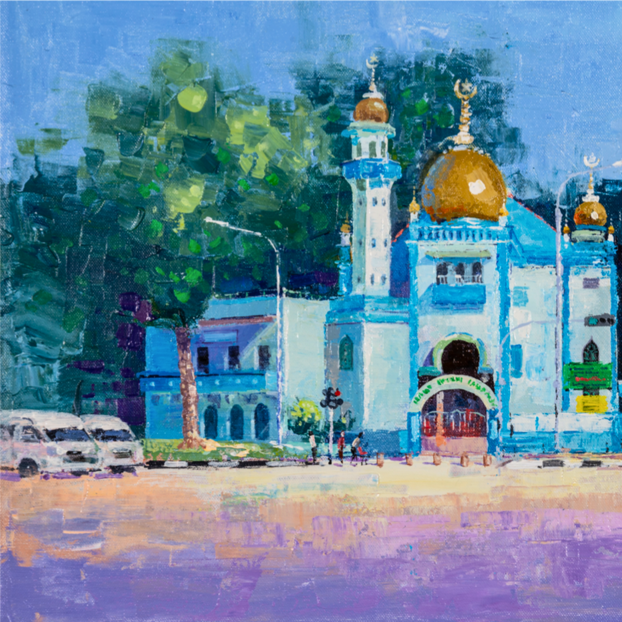 Malabar Mosque Singapore Canvas Print – A3 Cultural Landmark Wall Art