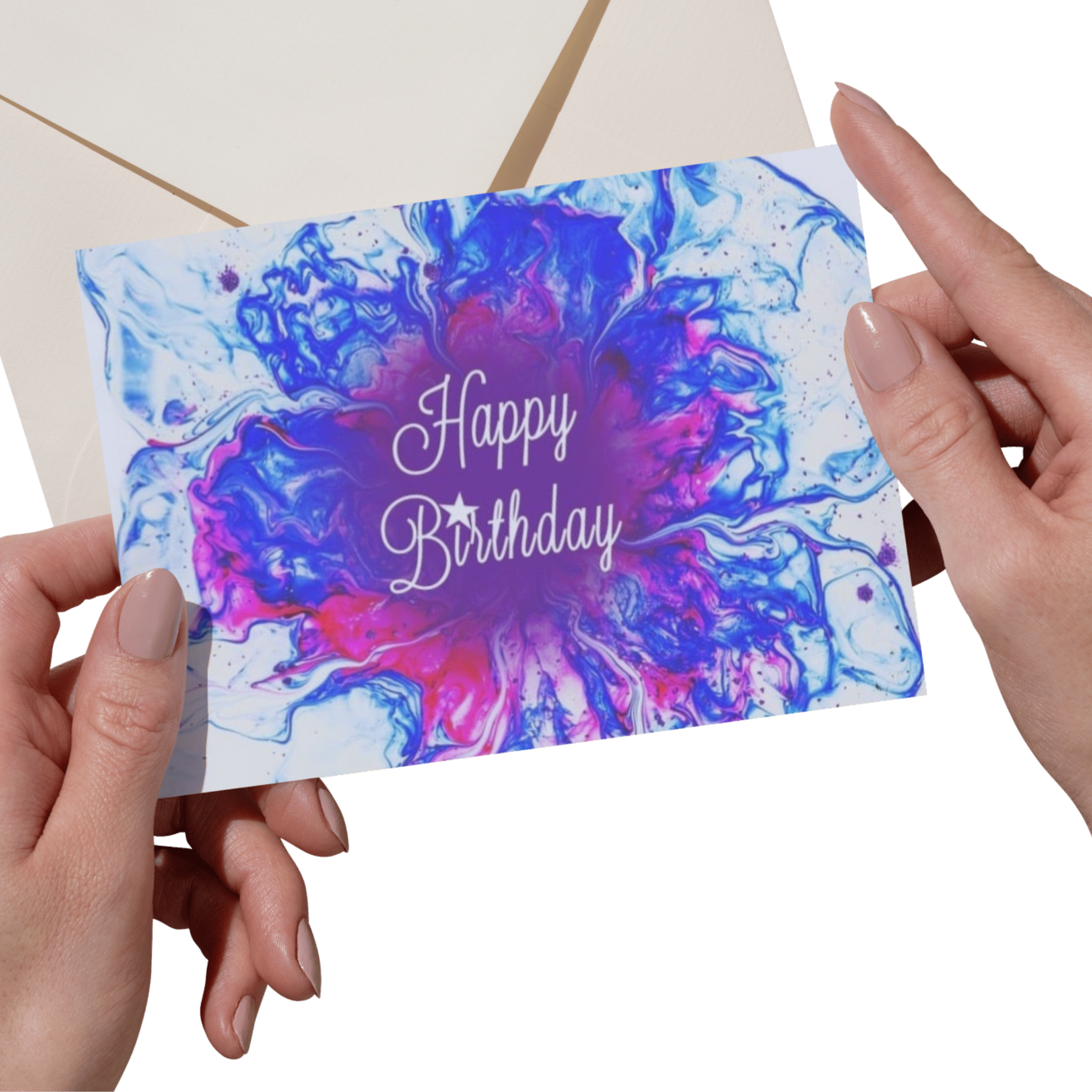 Celestial Bloom Card – Happy Birthday Greeting Card with Abstract Floral Design