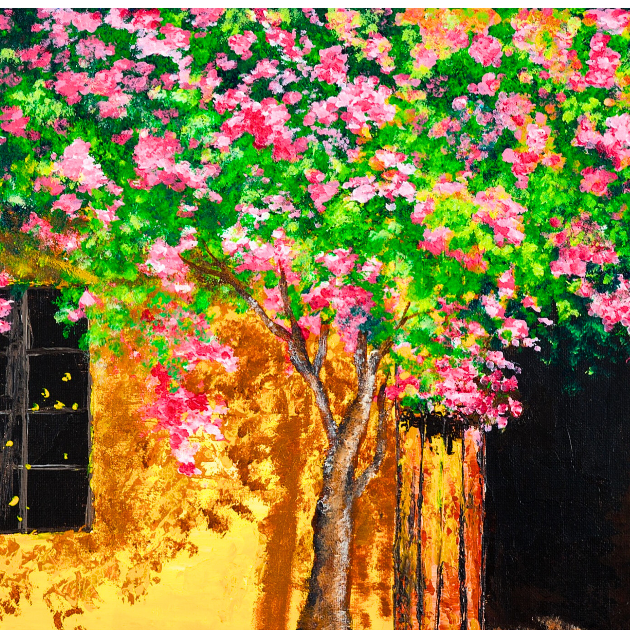 Summer Blossoms Canvas Print – A3 Cheerful Landscape Wall Art