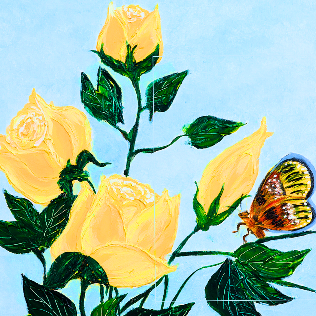 Yellow Roses & Butterfly Mug – Floral Garden Ceramic Coffee Mug