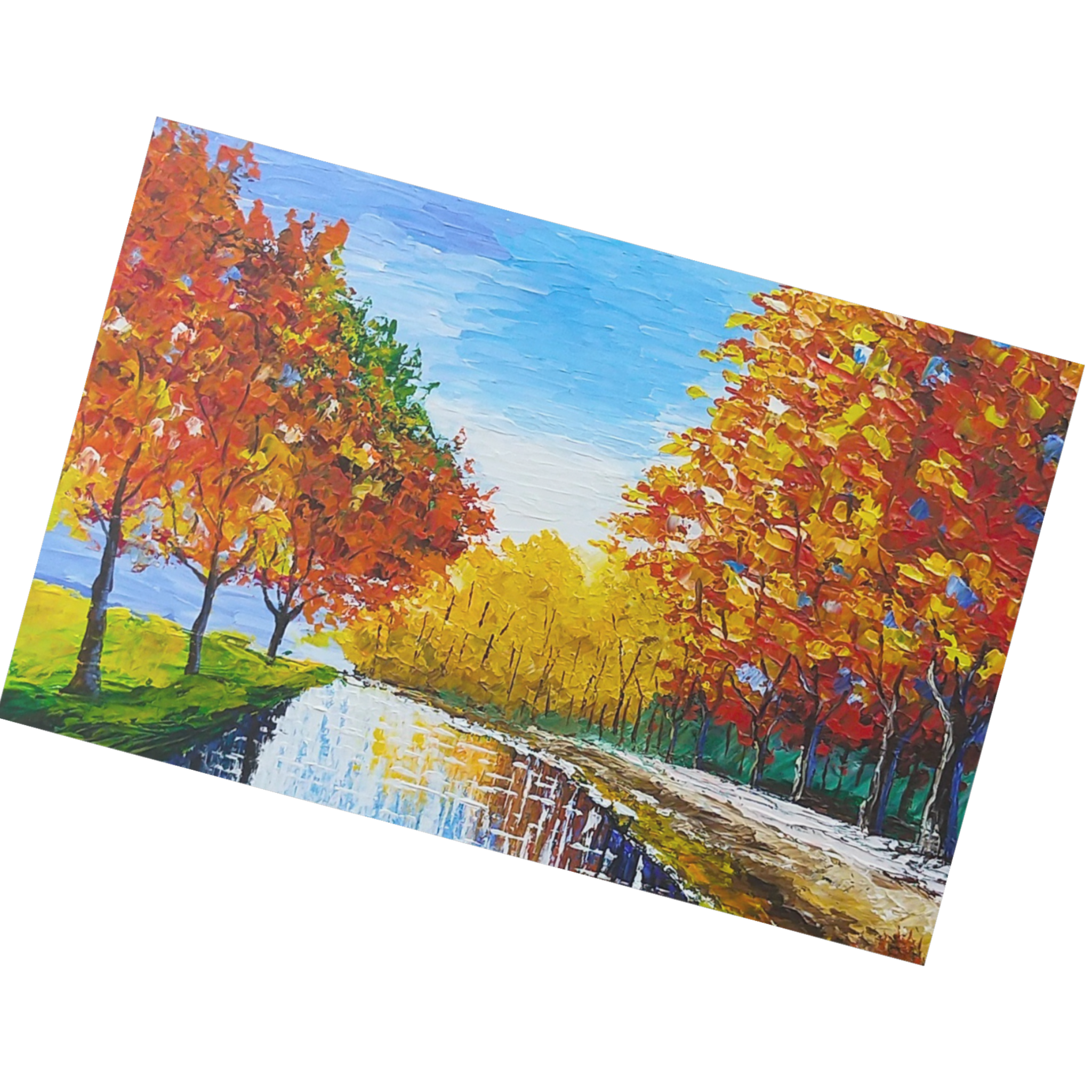 Autumn Trees along the Lake – Acrylic Painting Design