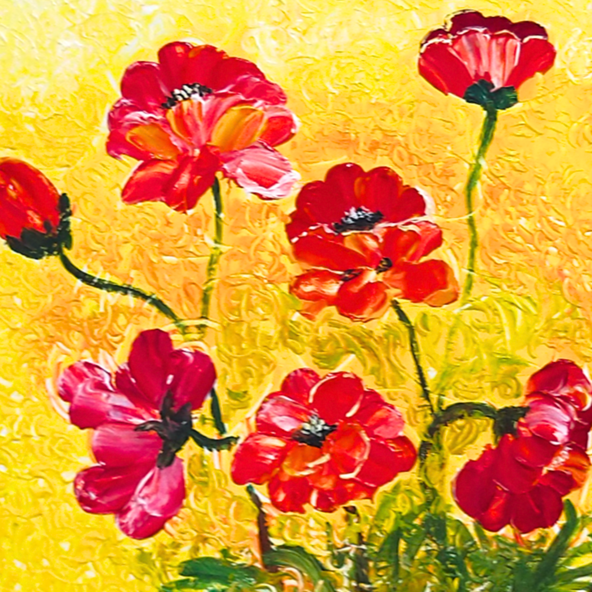 Golden Field Poppies Mug – Textured Floral Ceramic Coffee Mug