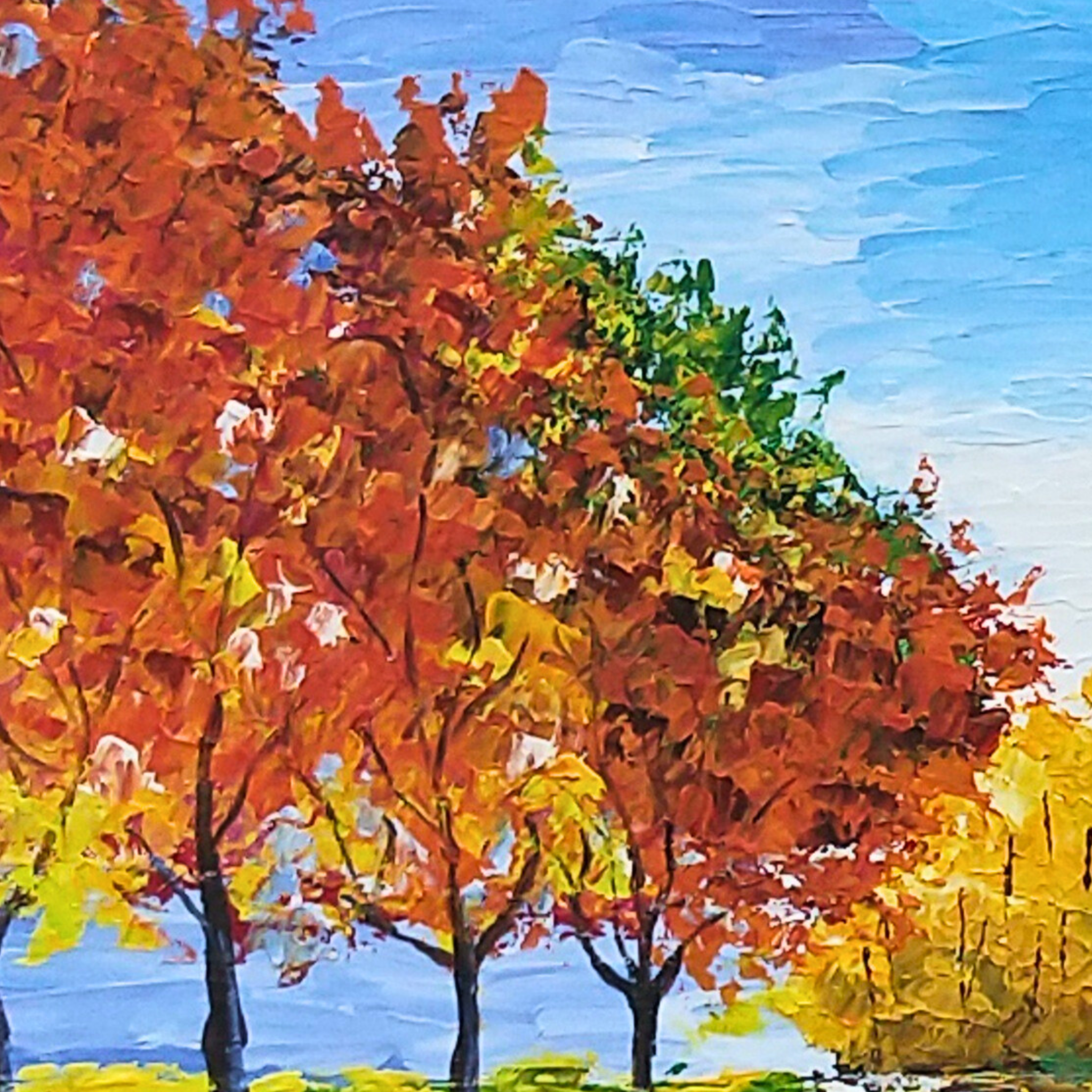 Autumn Trees along the Lake Canvas Print – A3 Fall Landscape Wall Art