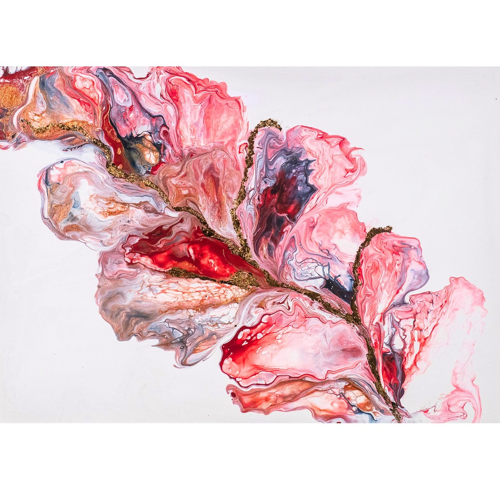 Golden Veins Floral Card – Acrylic Flow Design