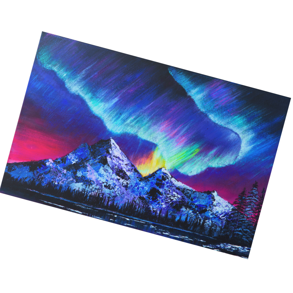 Aurora Borealis Landscape Card – Acrylic Painting Design