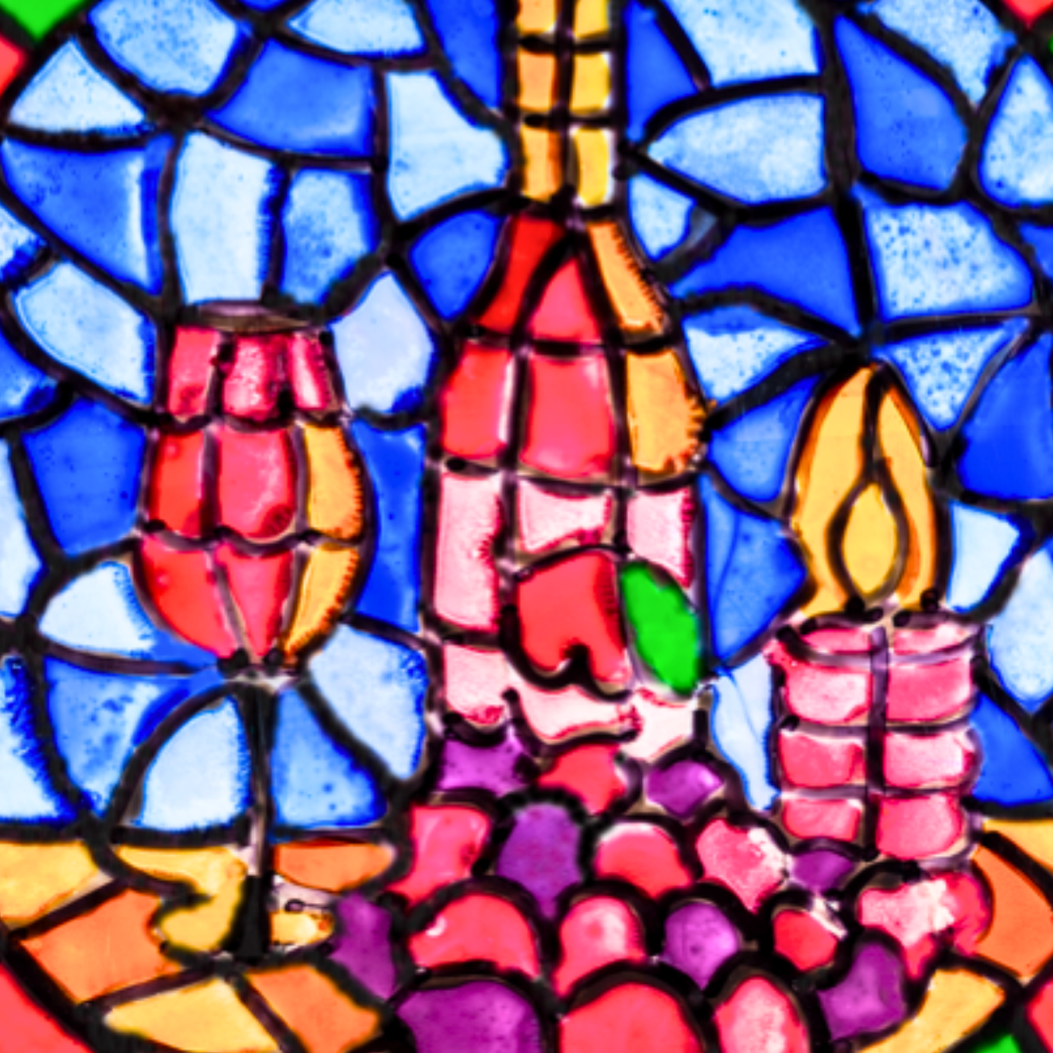 Stained Glass Wine & Candlelight Mug – Elegant Mosaic Ceramic Coffee Mug