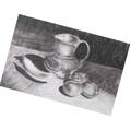 Still Life with Pitcher and Fruit – Charcoal Art Greeting Card (Original Drawing)