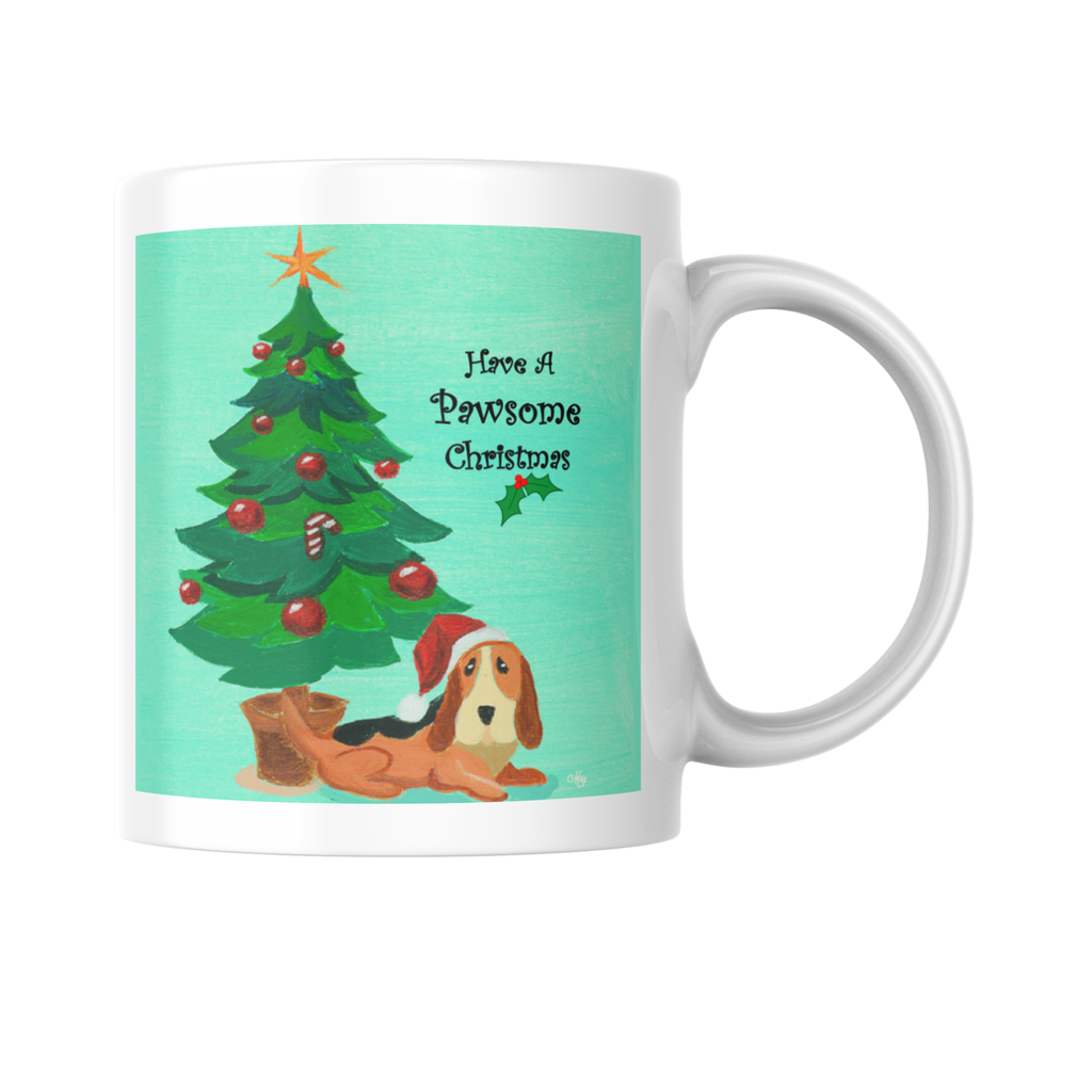 Basset Hound in Santa Hat Mug – Pawsome Christmas Dog Ceramic Coffee Mug