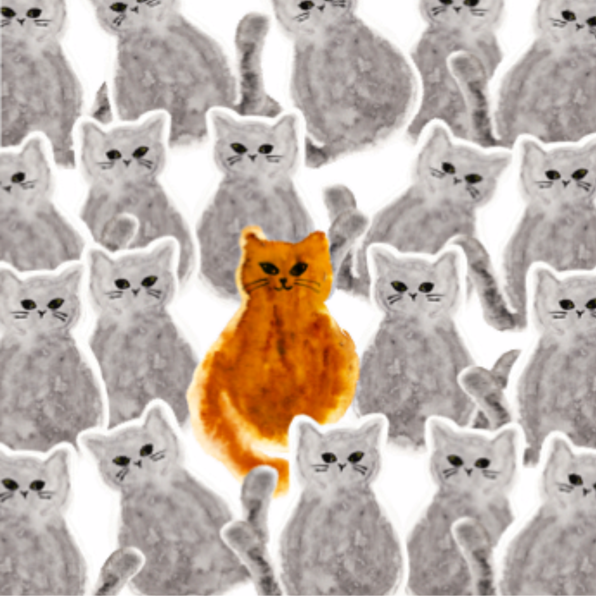 Orange Cat Among Gray Cats Mug – Stand Out Boldly Ceramic Coffee Mug