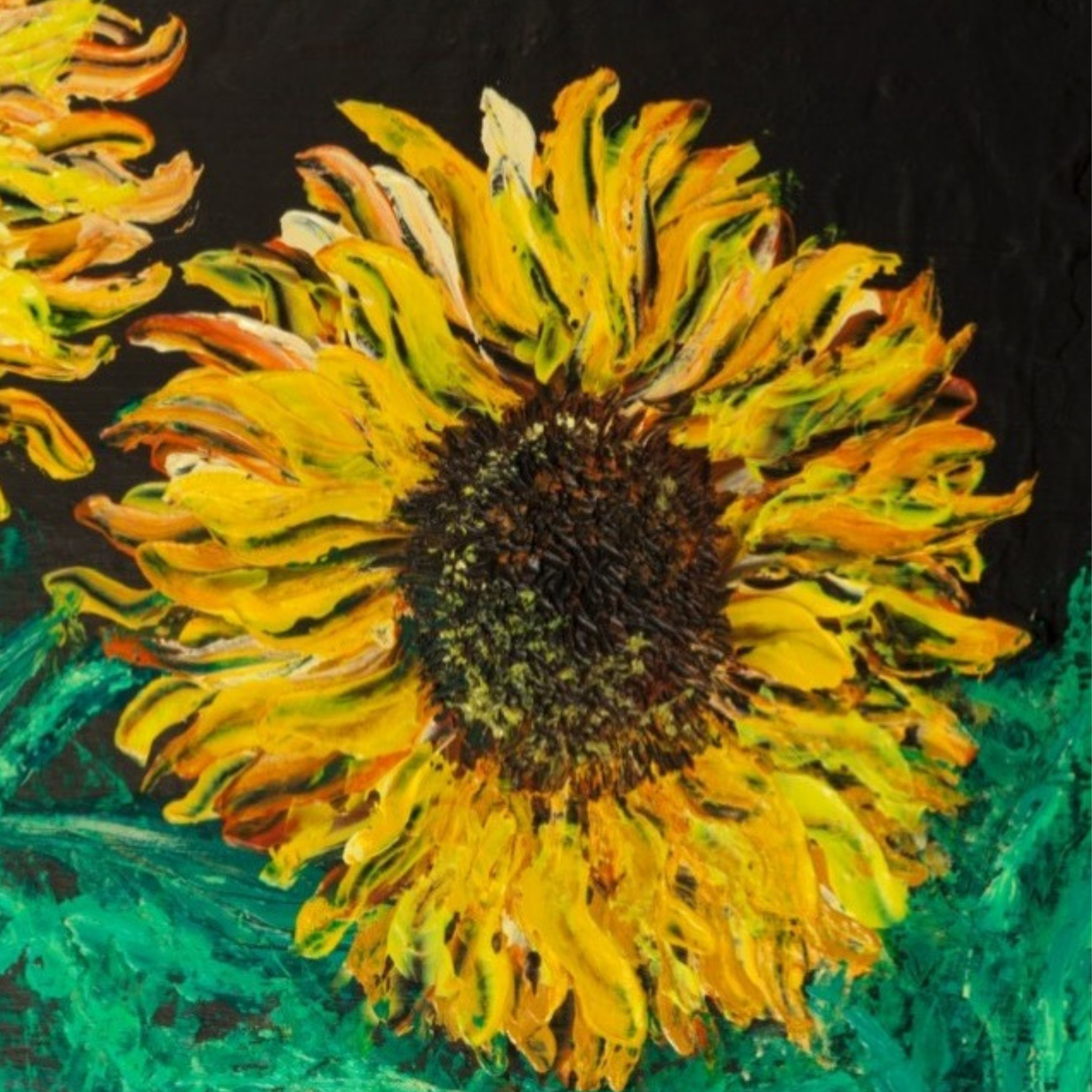 Sunflowers in the Dark Canvas Print – A3 Bold Floral Wall Art
