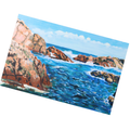 Rocky Seashore Landscape Card – Acrylic Painting Design