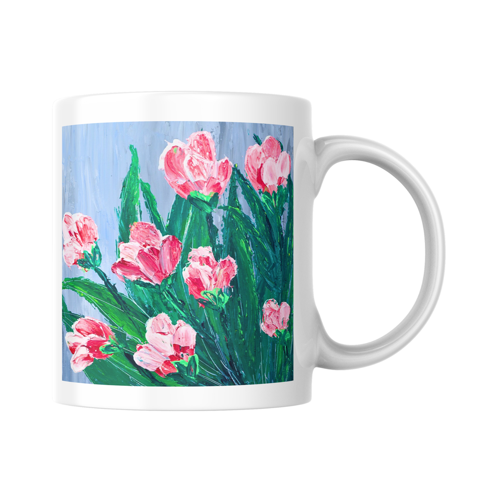 Pink Blossoms Mug – Impasto Floral Ceramic Coffee Mug