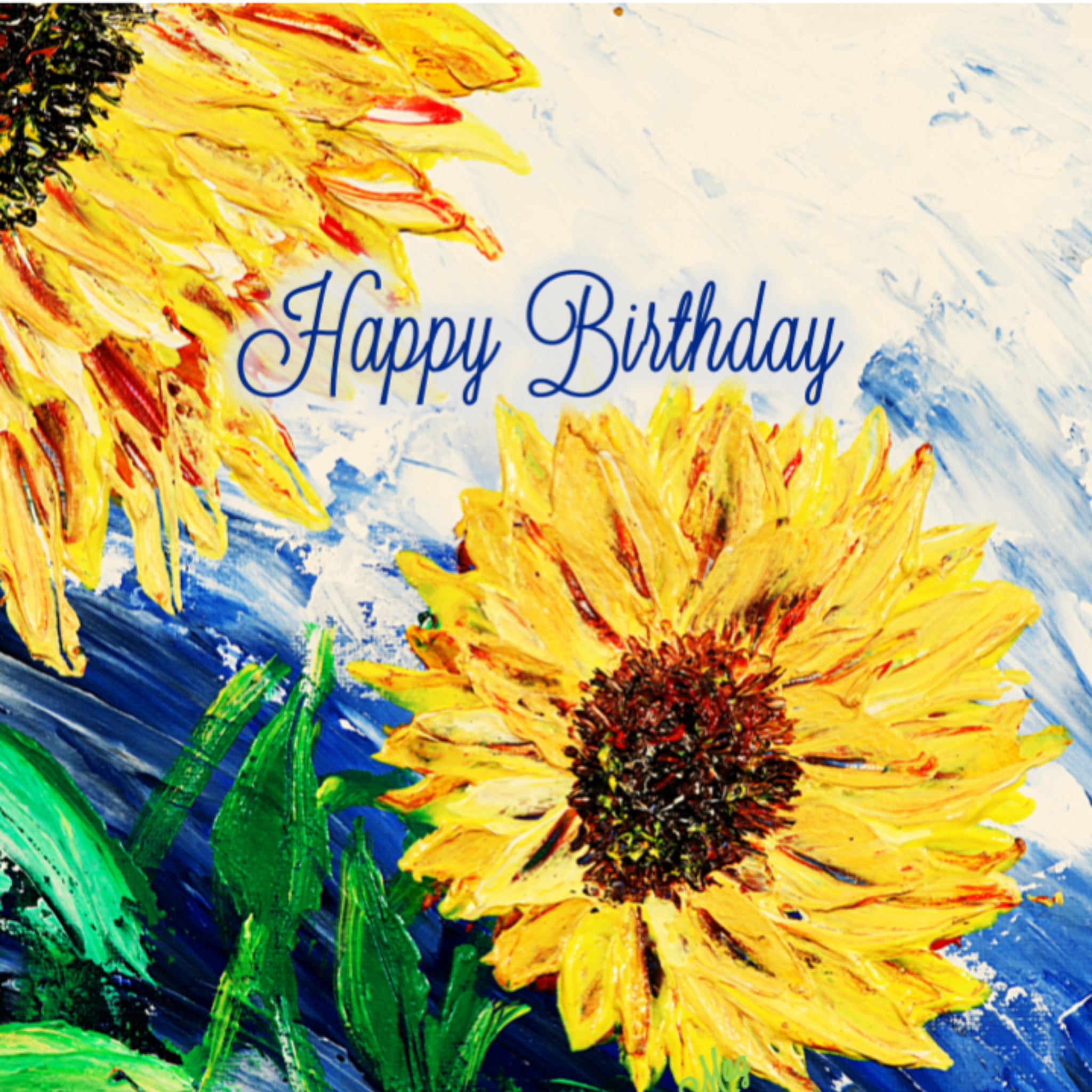 Sunflower Joy Card – Happy Birthday Greeting Card with Bold Sunflower Painting