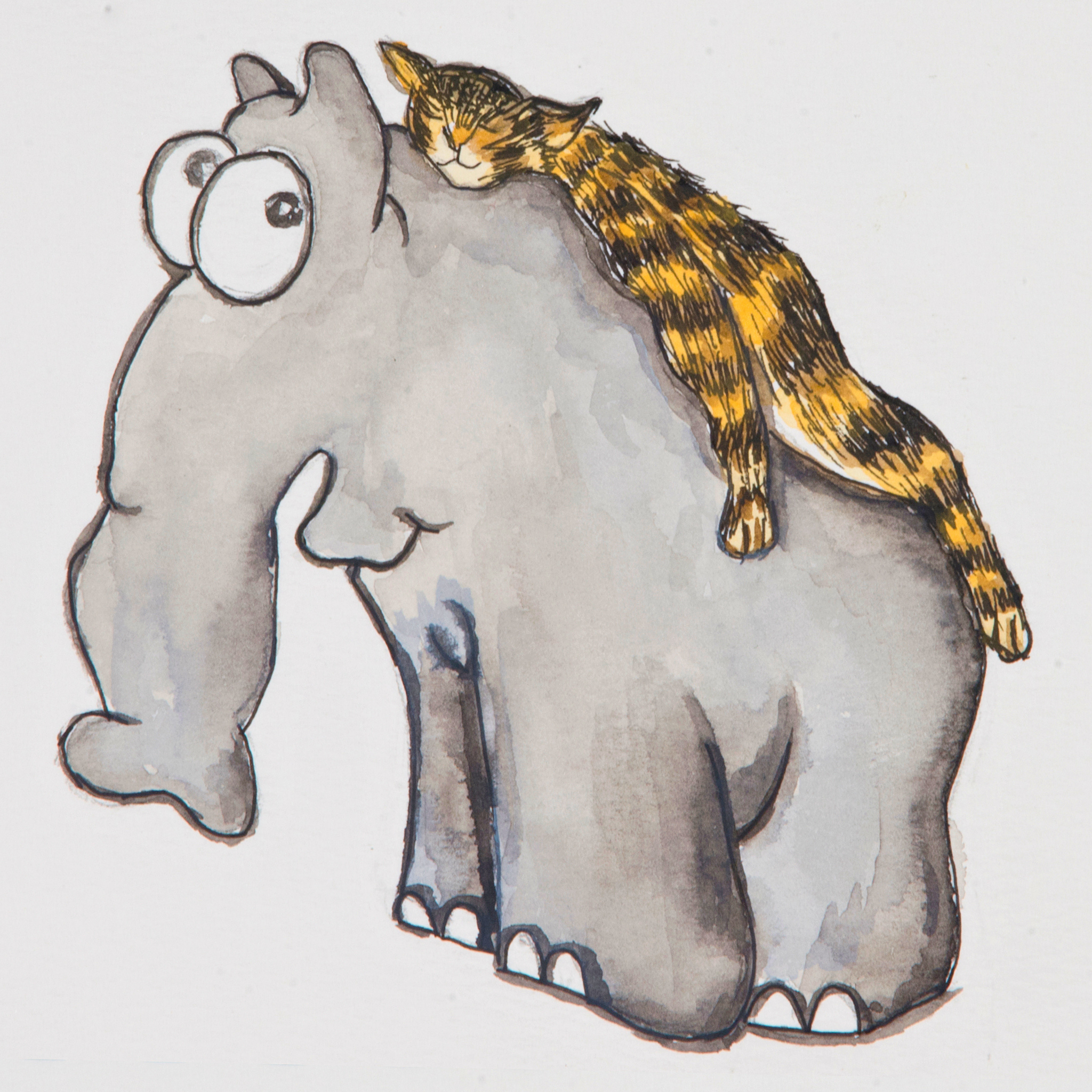 Elephant & Cat Napping Mug – Whimsical Companionship Ceramic Coffee Mug