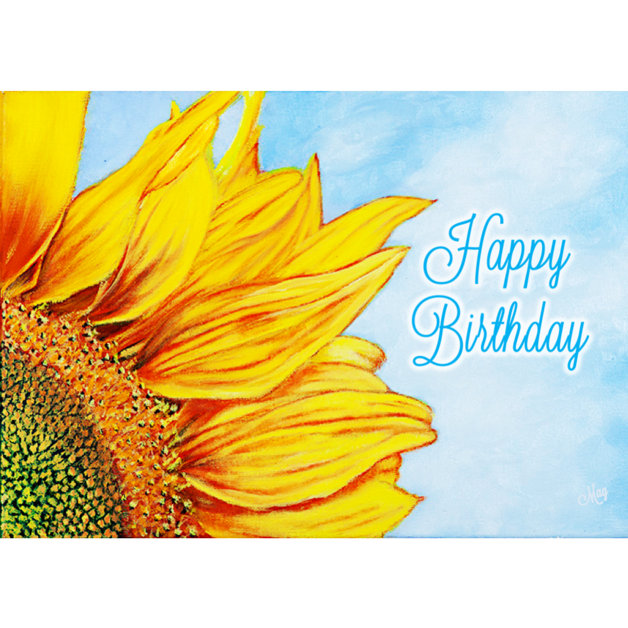 Sunflower Sky Card – Happy Birthday Greeting Card with Sunflower & Blue Sky Background