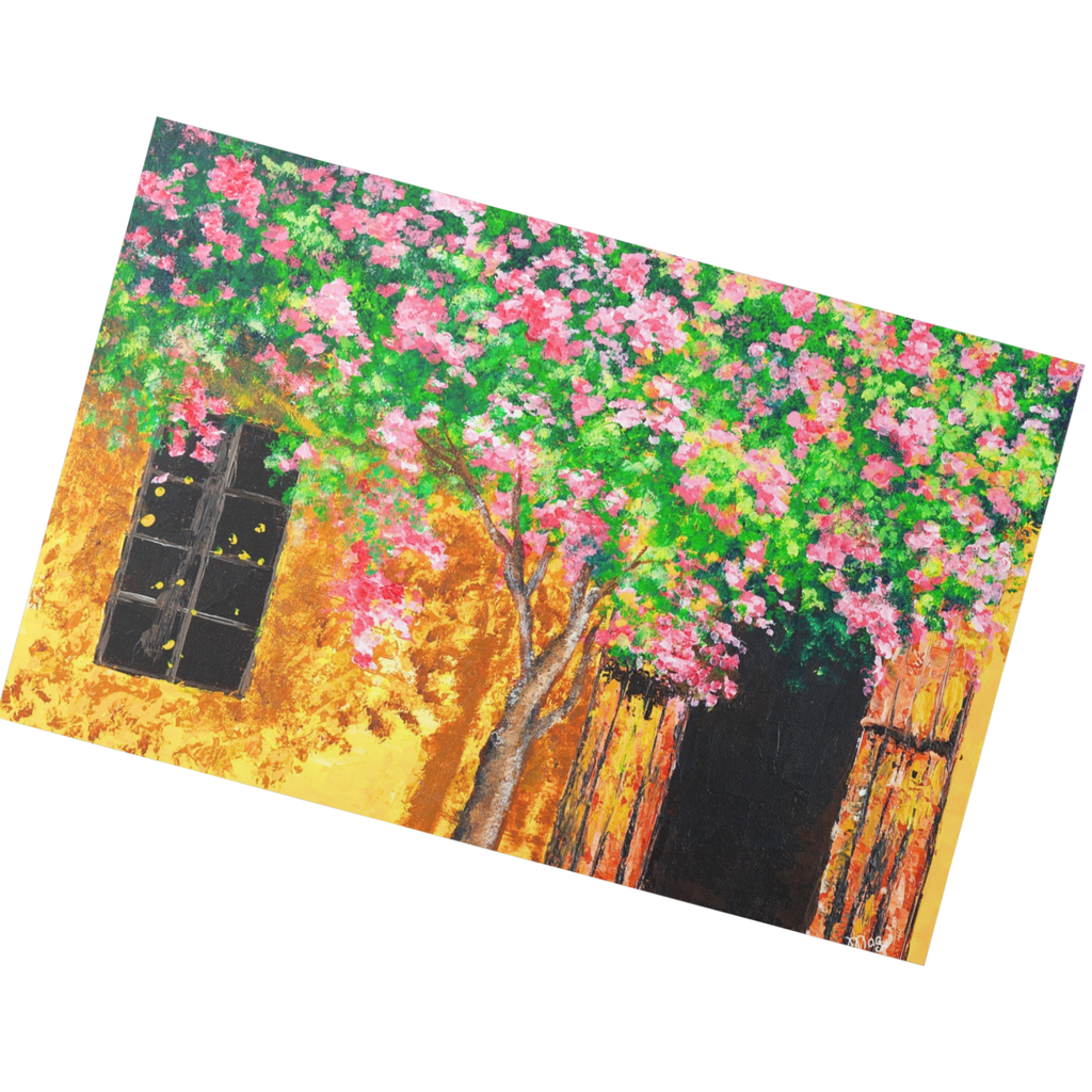 Summer Blossoms Landscape Card – Acrylic Painting Design