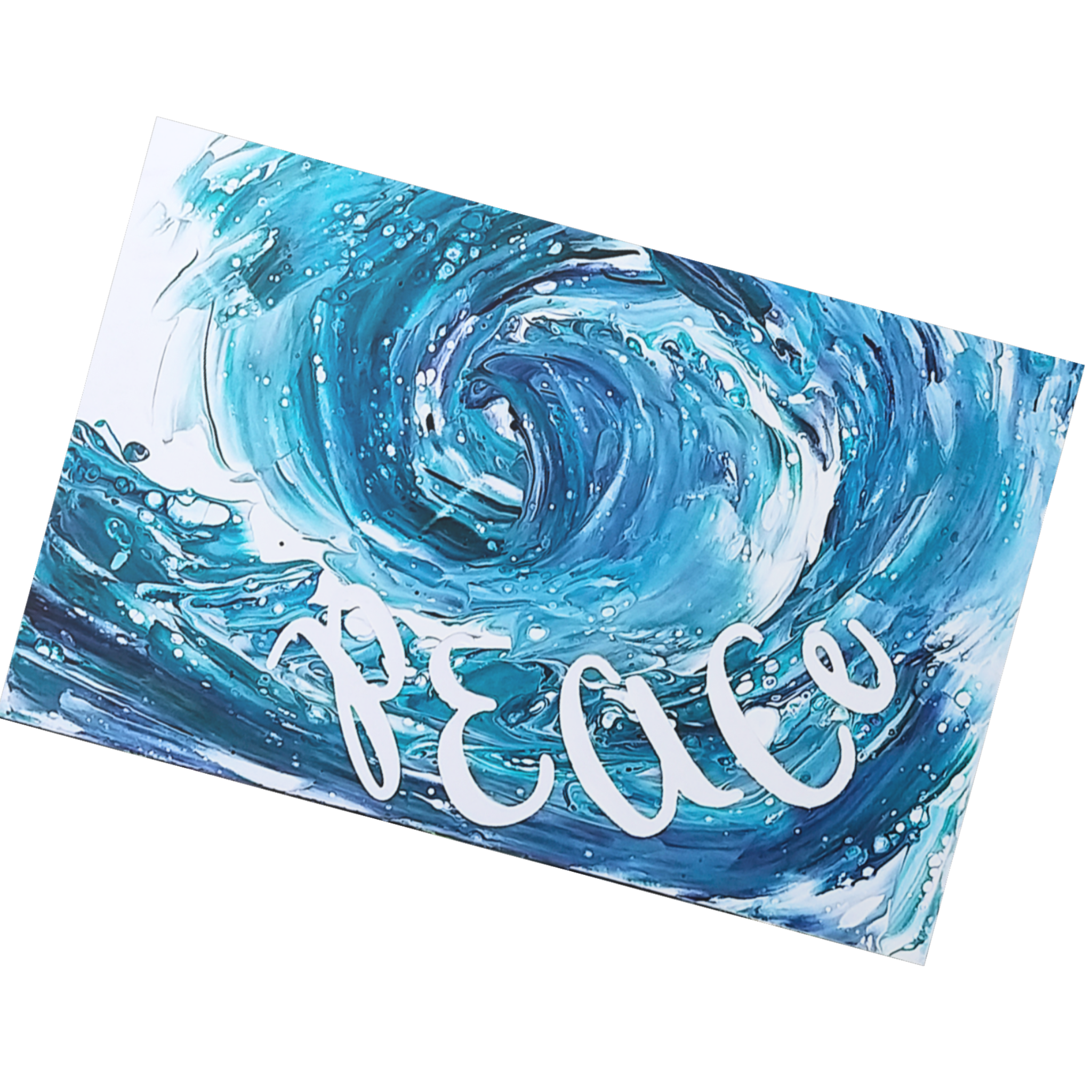 Original Acrylic Pour Wave Art Card – Ocean Peace