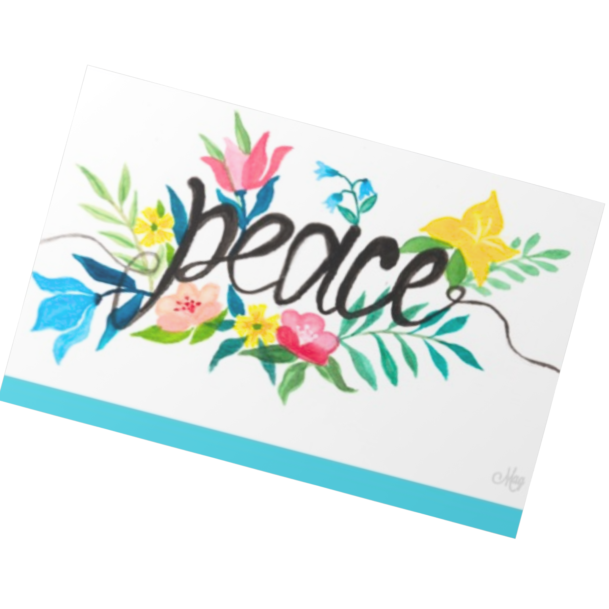 Peace Floral Card – Watercolor Illustration Design