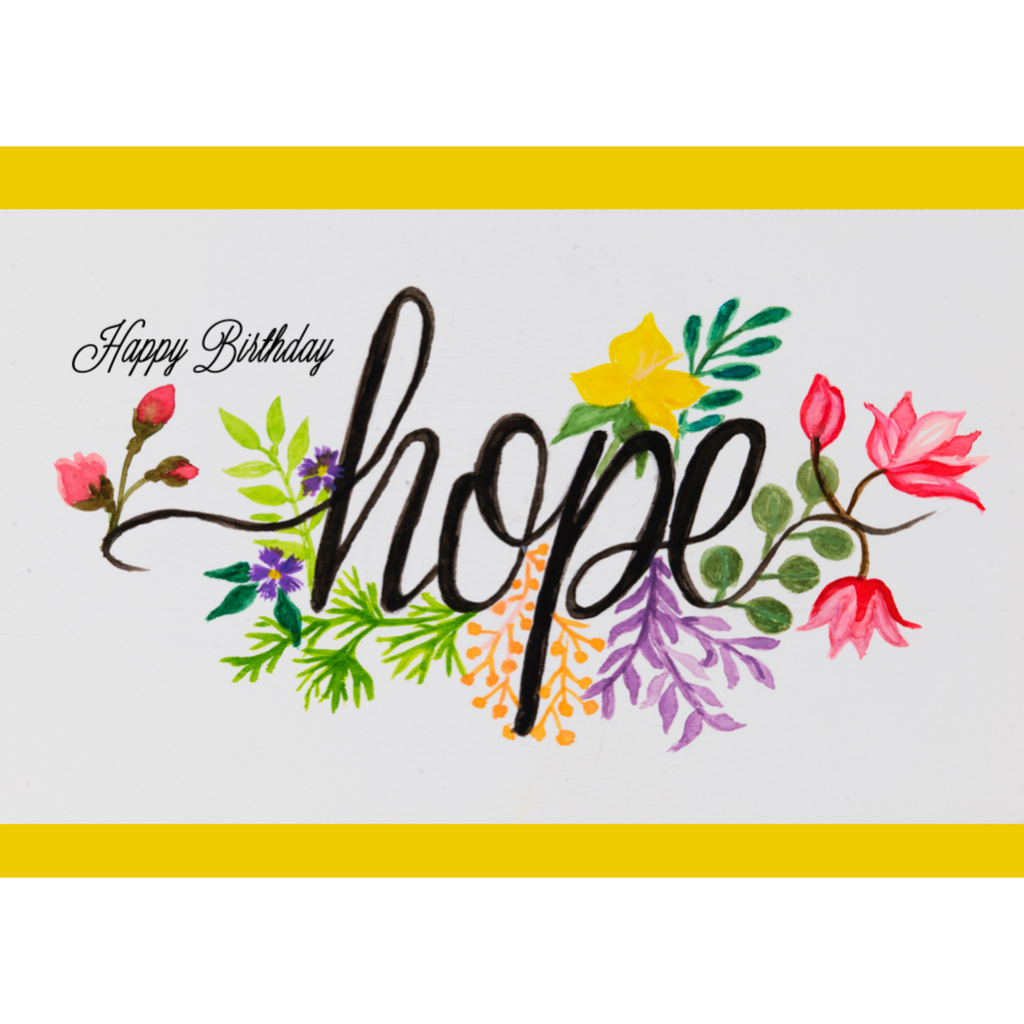 Hope Birthday Card – Floral Line & Wash Design